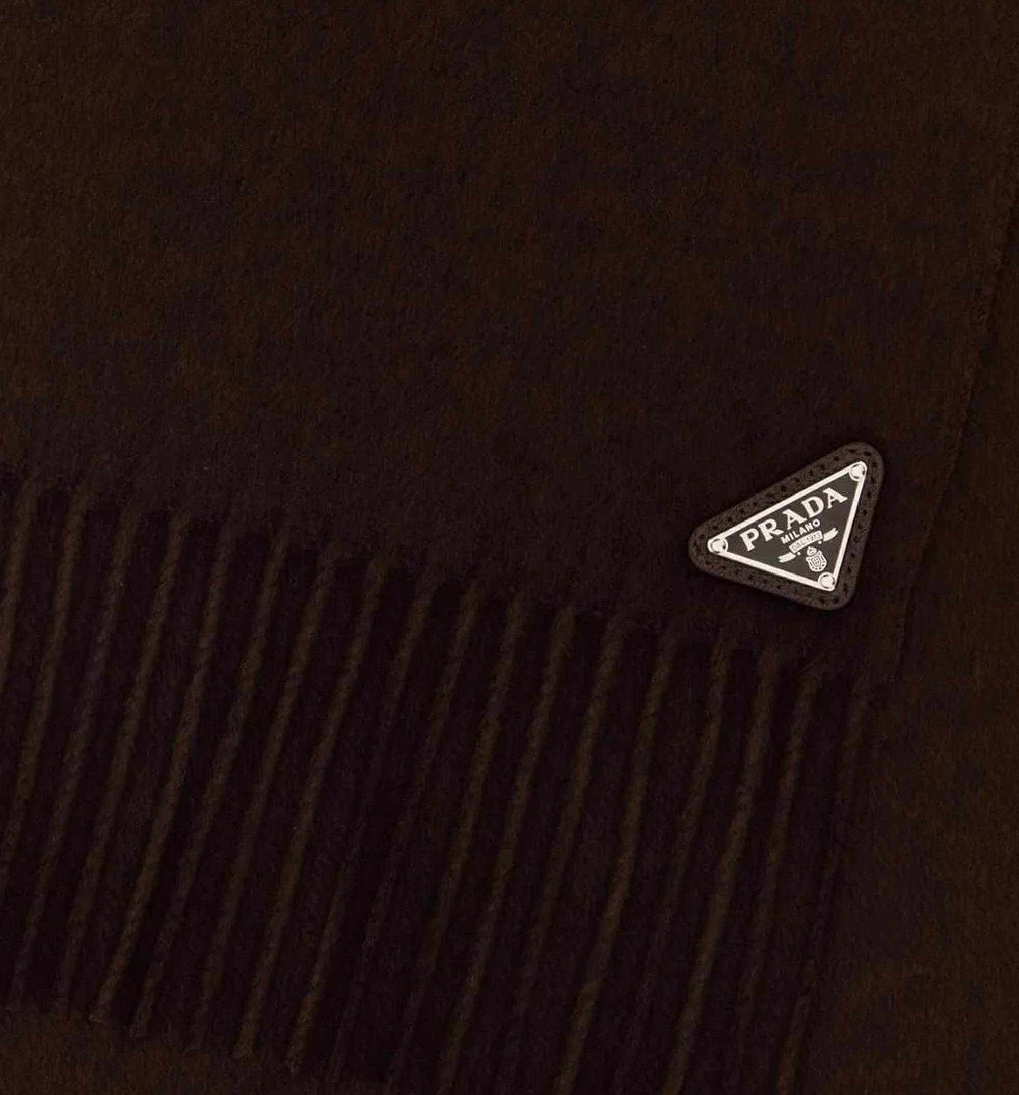Prada Triangle-Logo Fringed Scarf