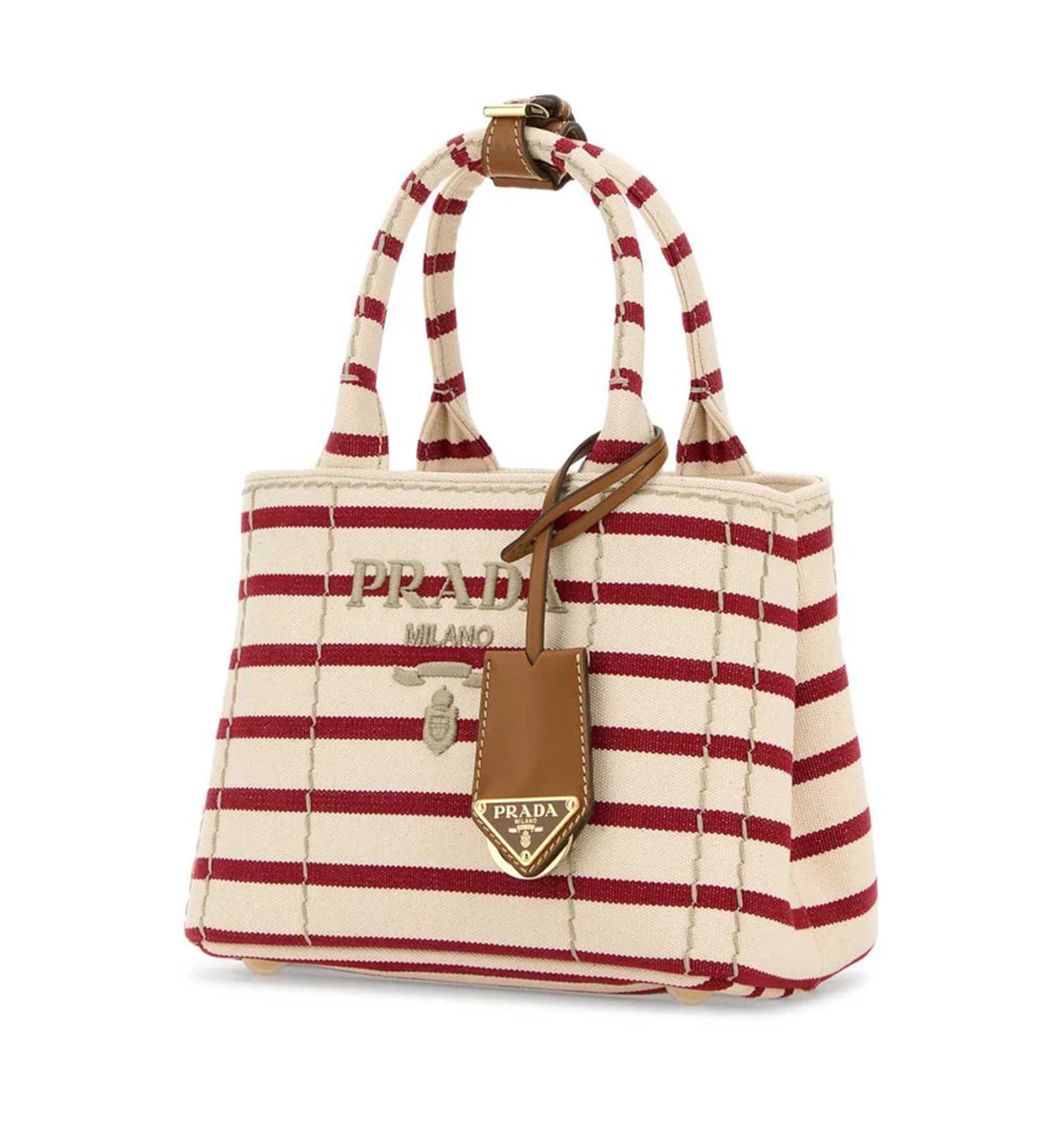 Jardinière Striped Cotton Canvas Mini-bag - Ivory/Red