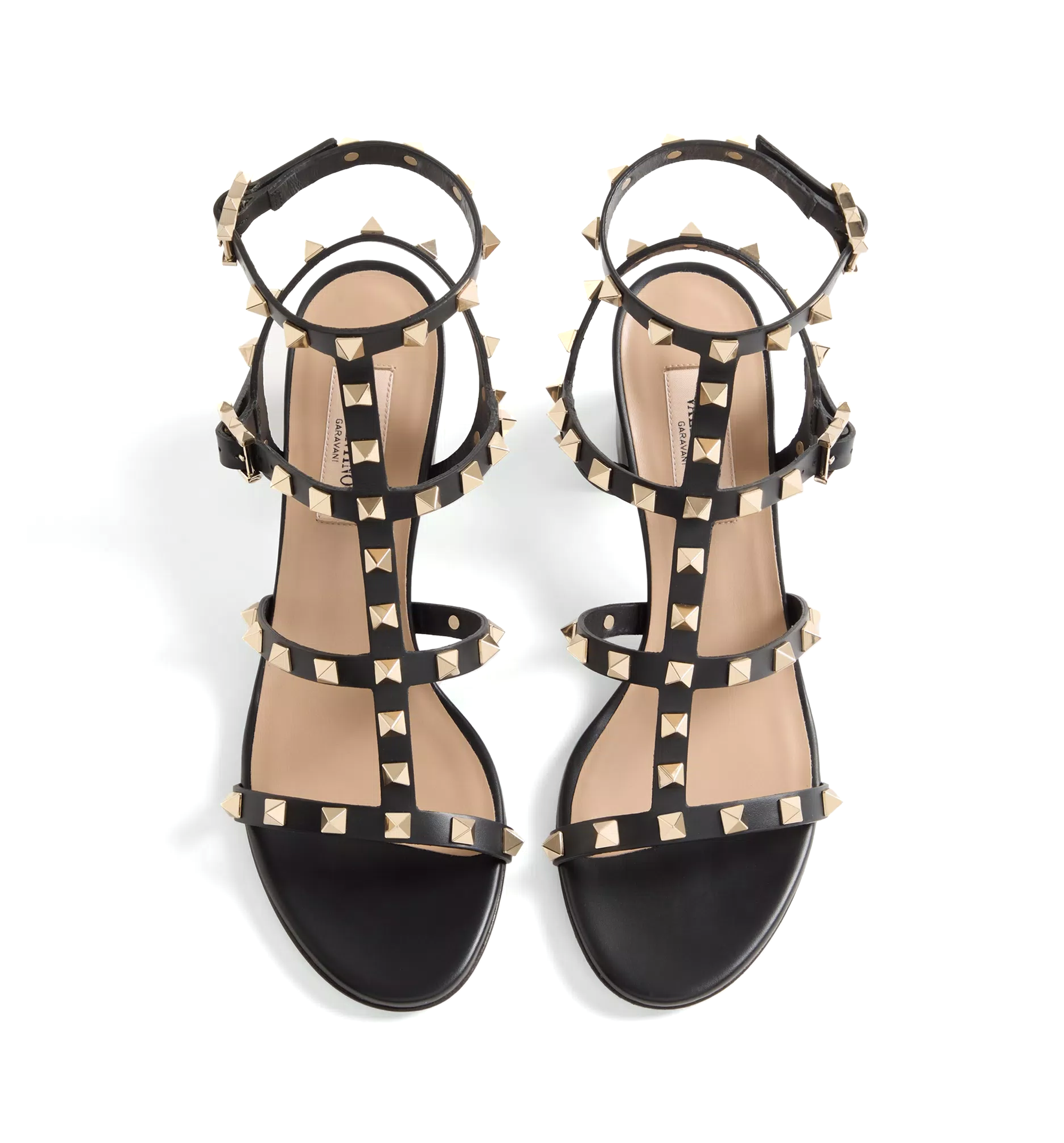 Rockstud Calfskin Ankle Strap Sandal