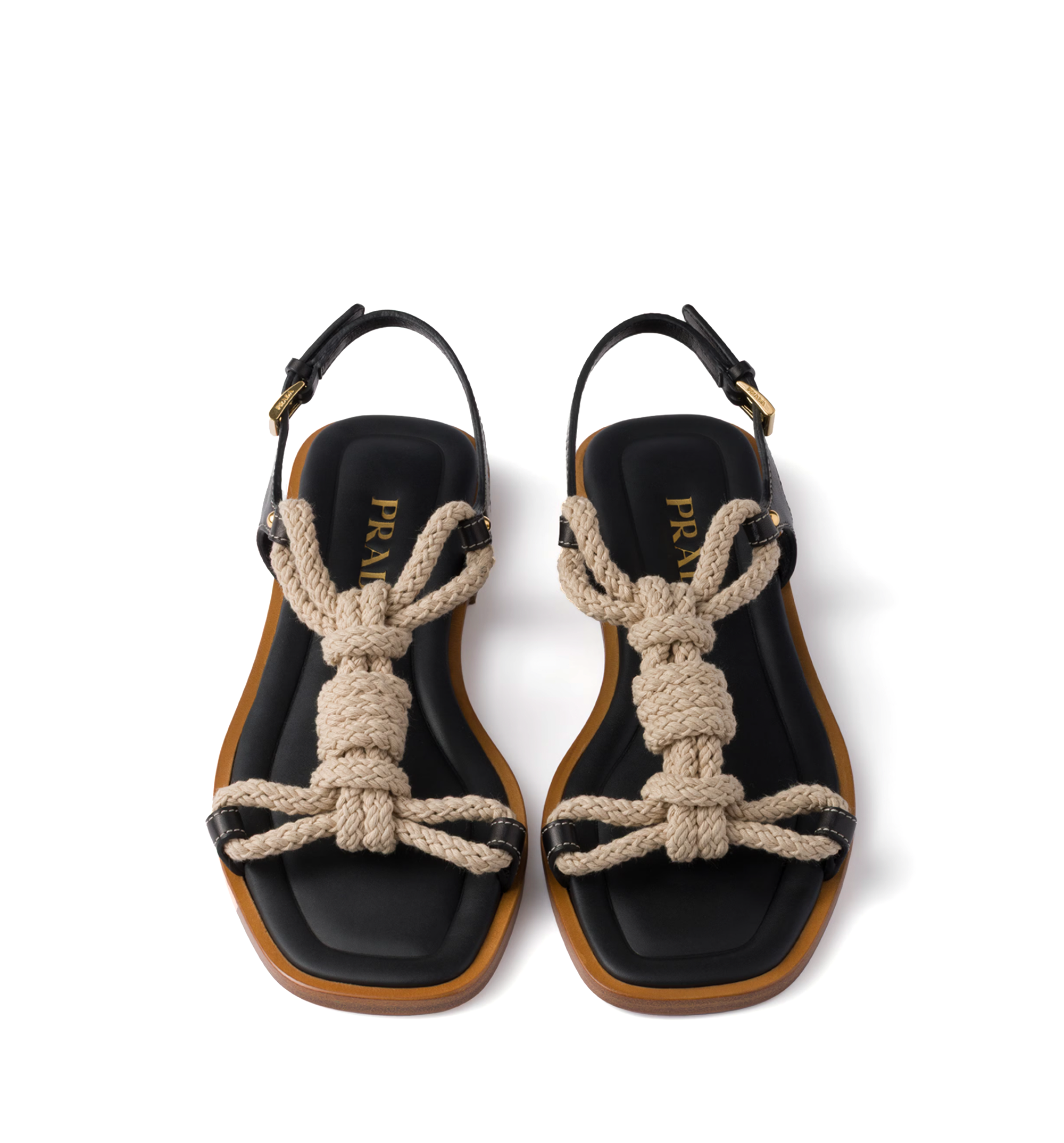 Flat Leather and Cord Sandals