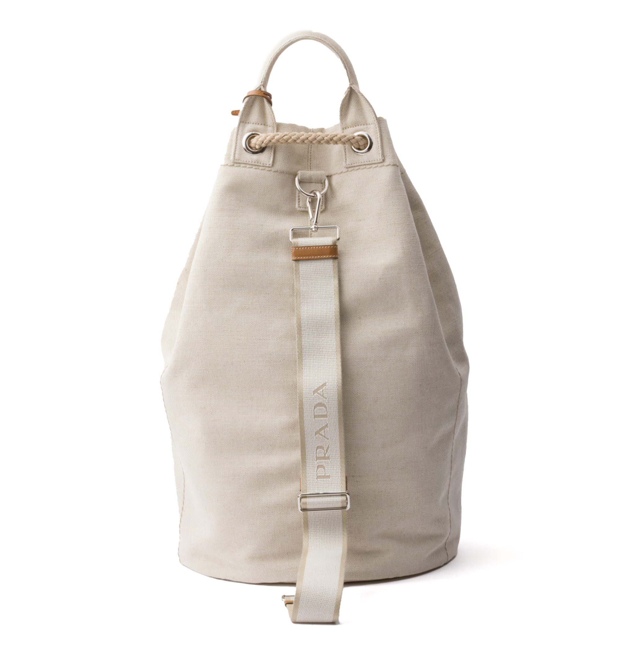 Linen Blend Drawstring Duffel Bag