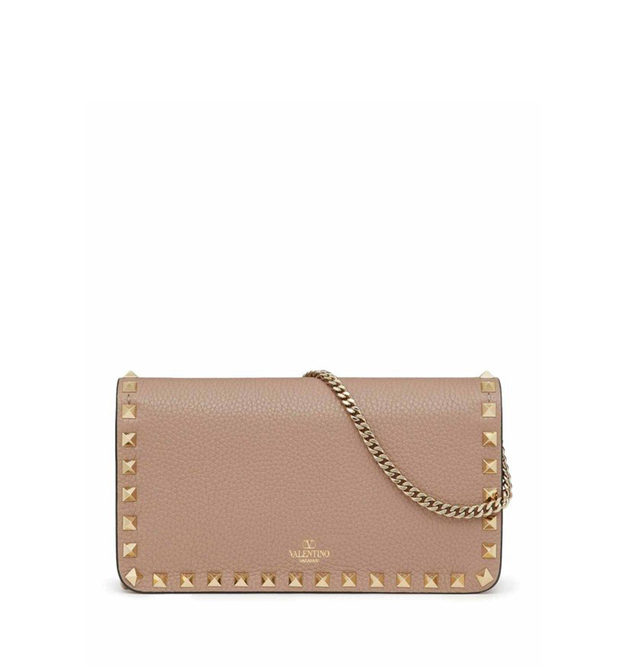Rockstud Grainy Calfskin Chain Wallet Bag