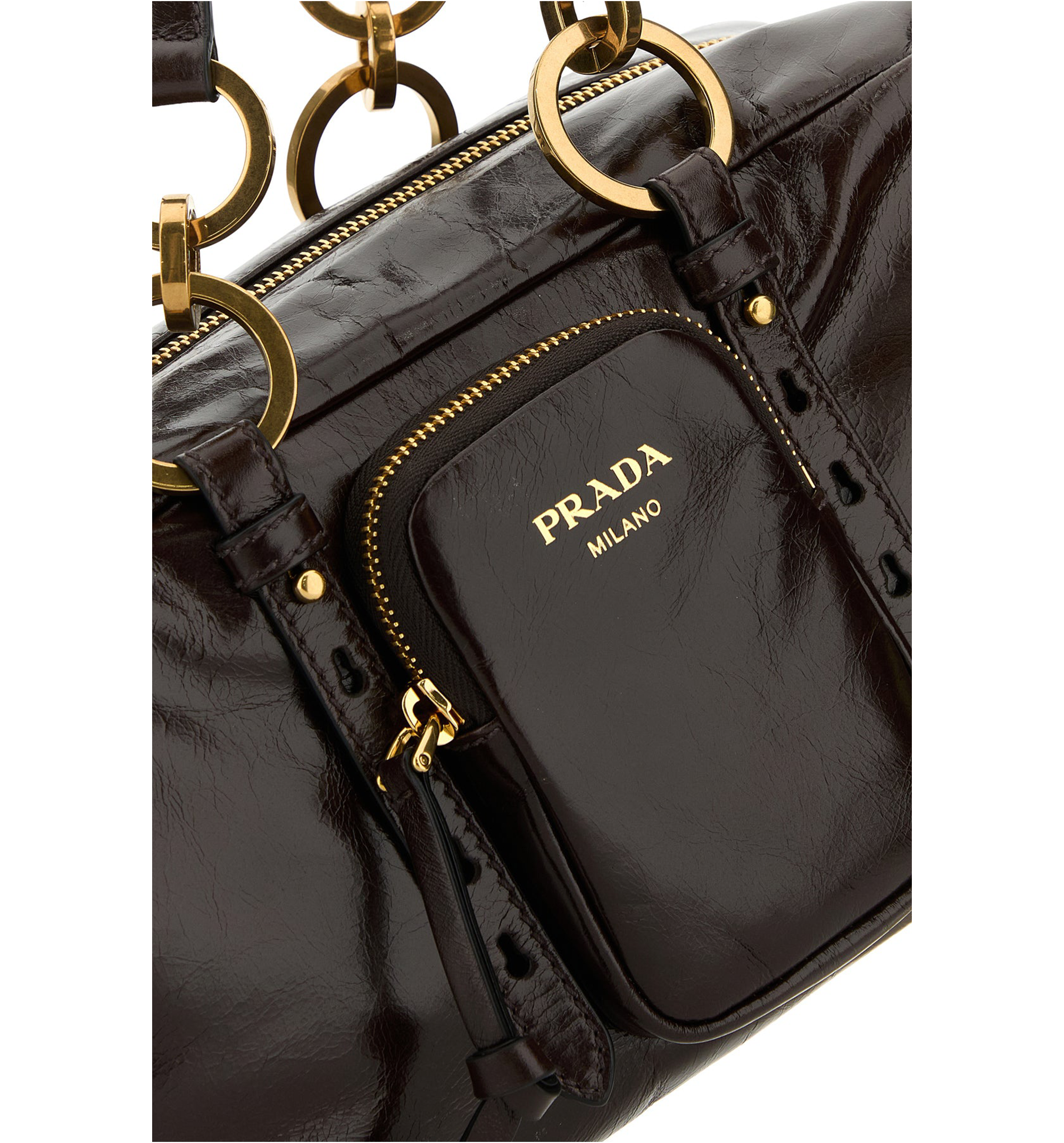 Prada Crinkled-Effect Leather Handbag