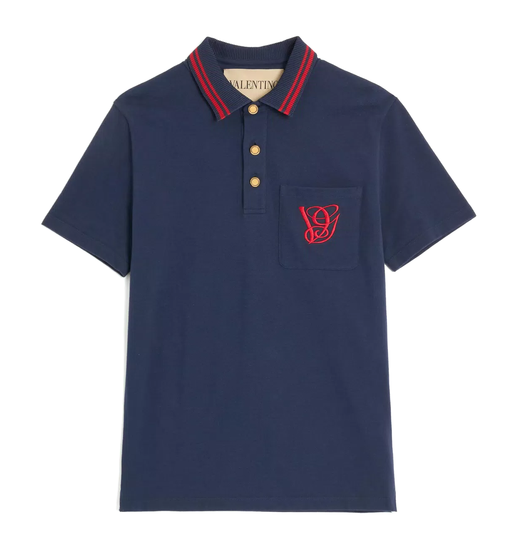 Cotton Piqué Polo Shirt With Vg Embroidery