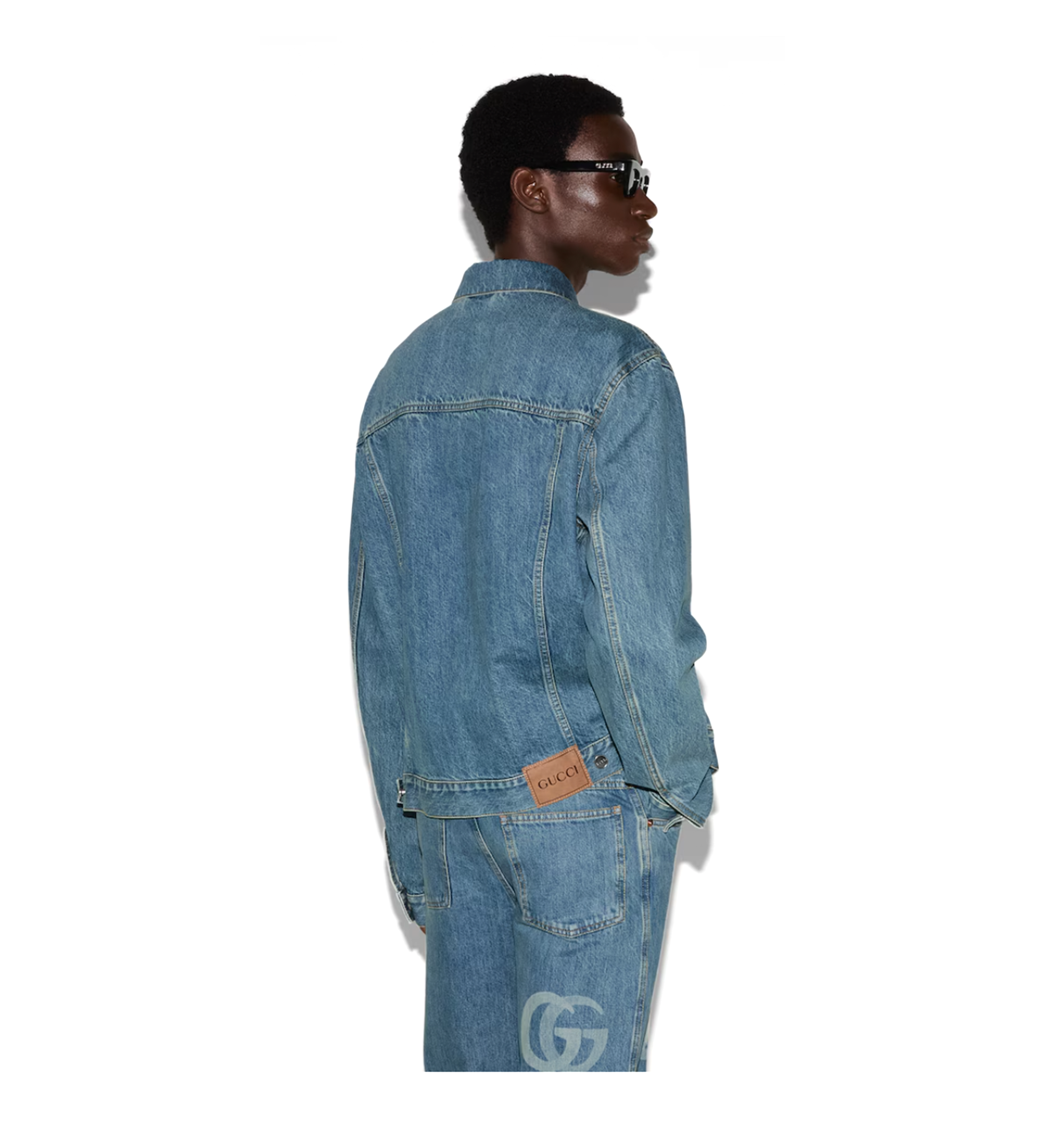 Lasered Double G Denim Jacket