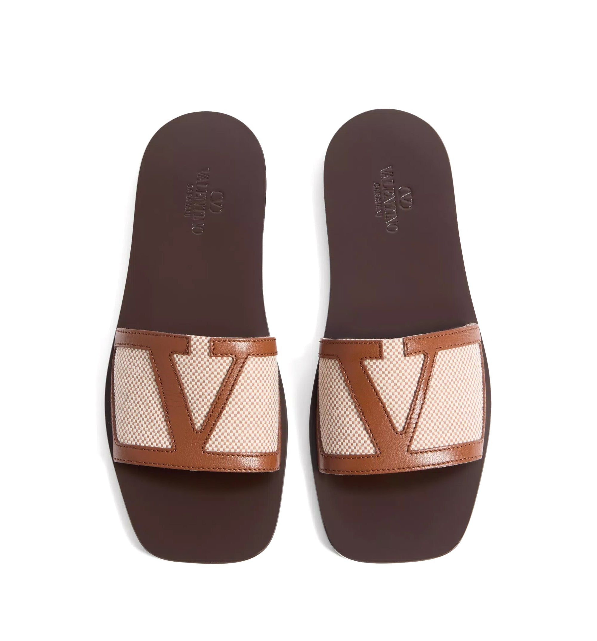 Viva Superstar Slide Sandal In Canvas Fabric And Nappa Leather