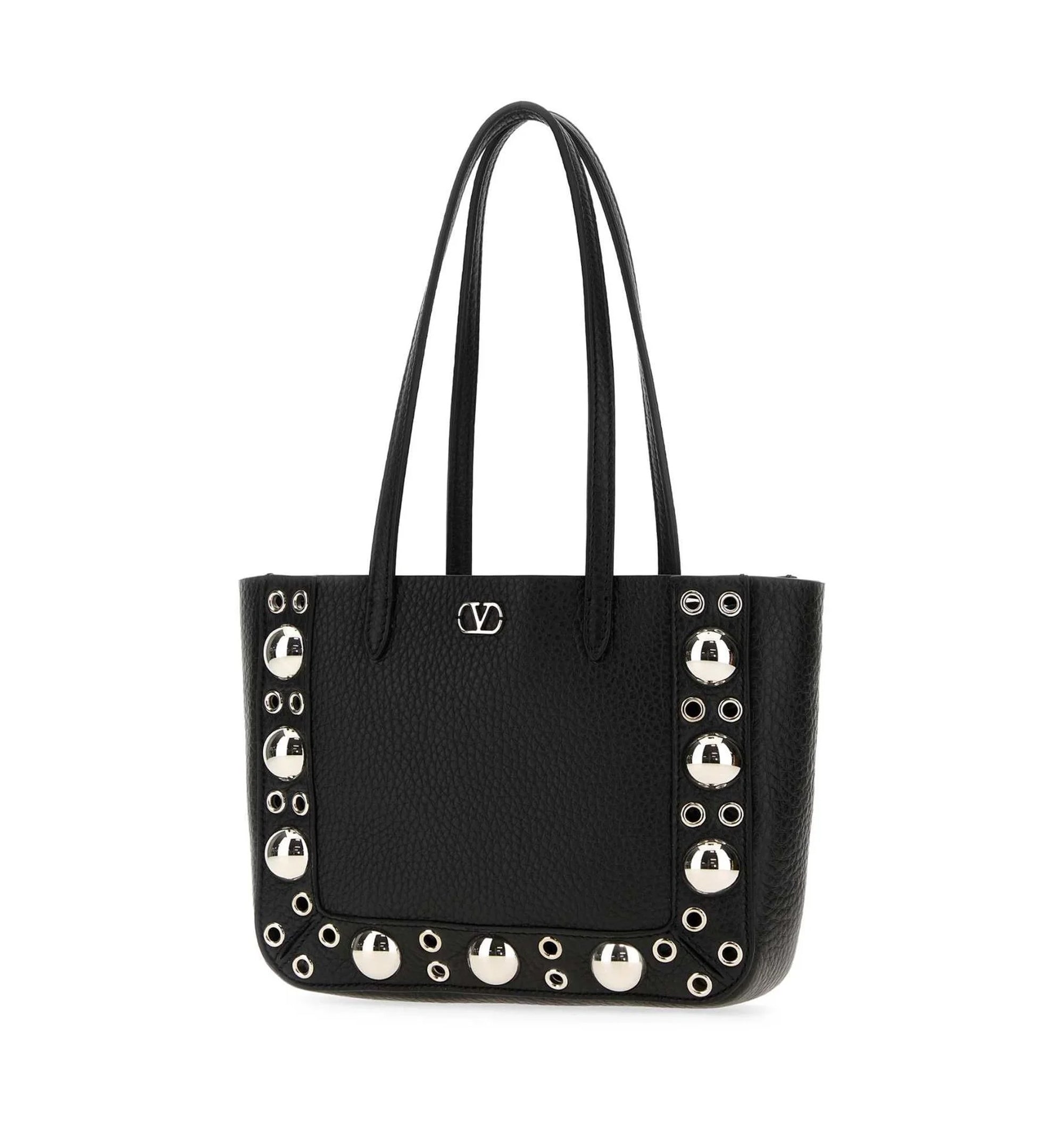 VLogo Plaque Eyelet Detailed Shoulder Bag