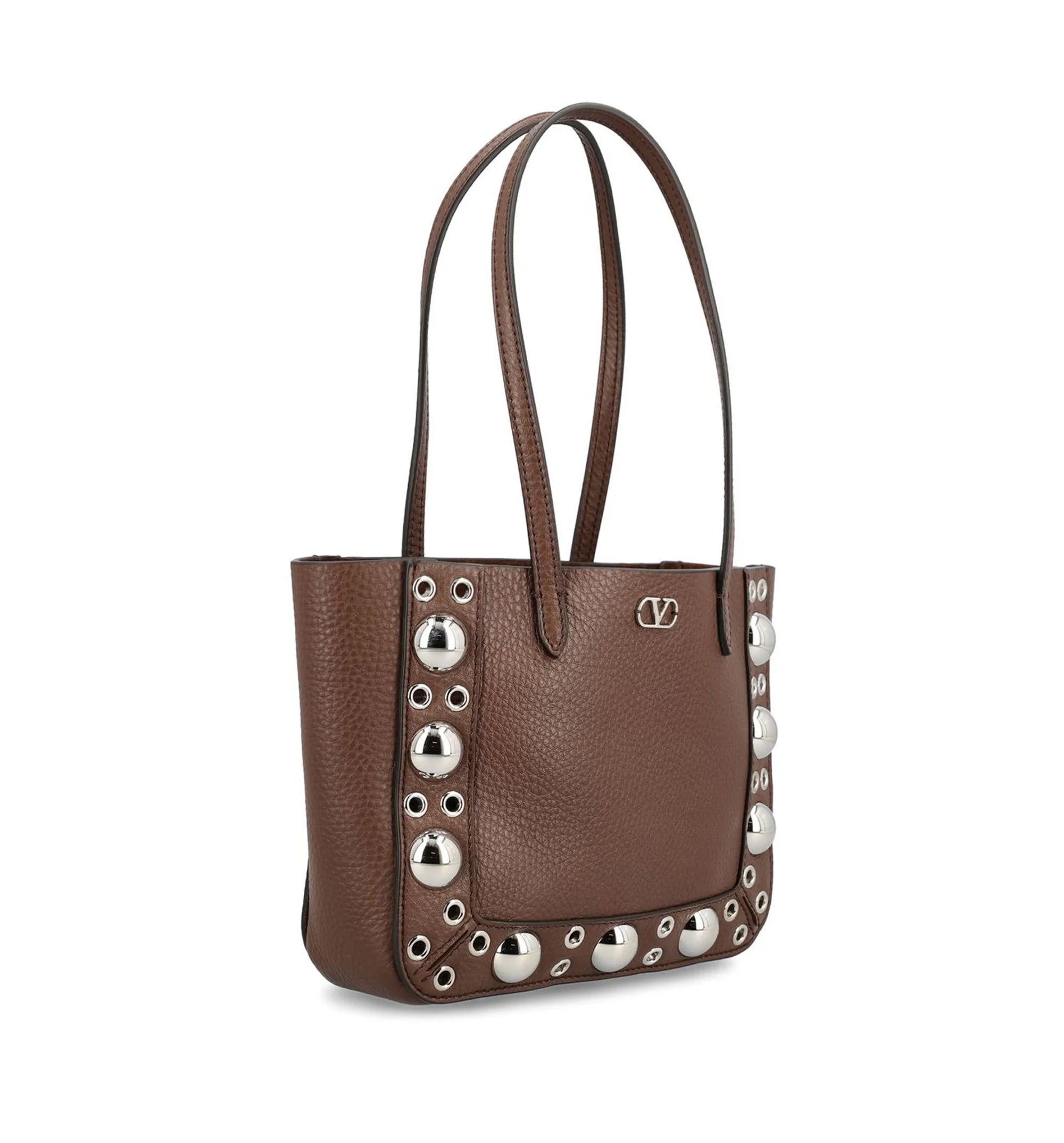 VLogo Plaque Eyelet Detailed Shoulder Bag