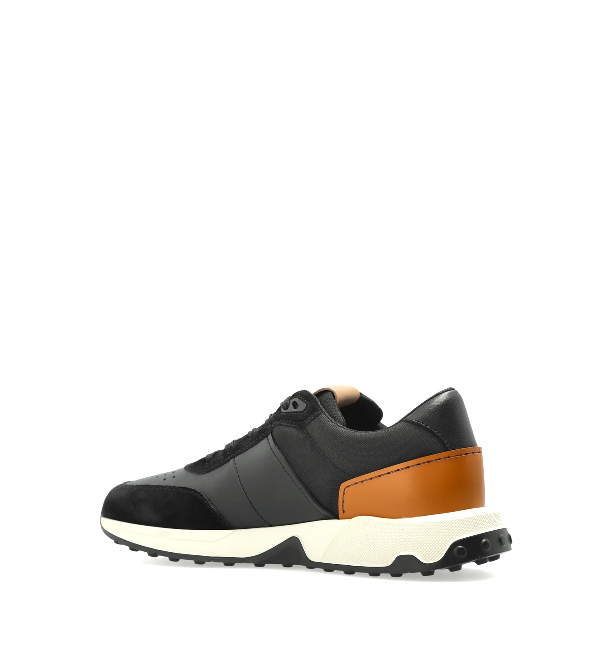 Sneakers in Leather and Technical Fabric