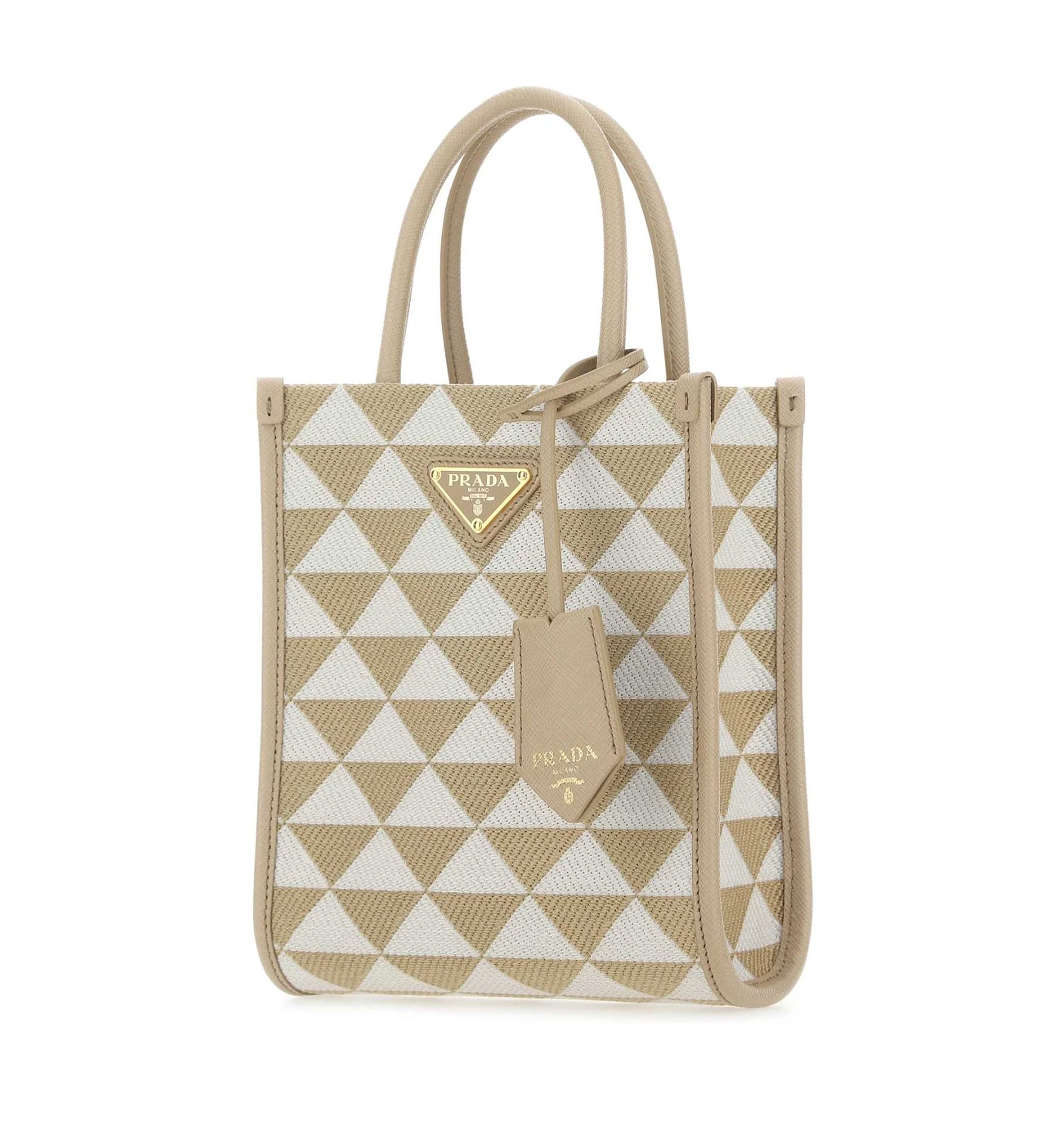 Prada Logo Detailed Monogram Tote Bag