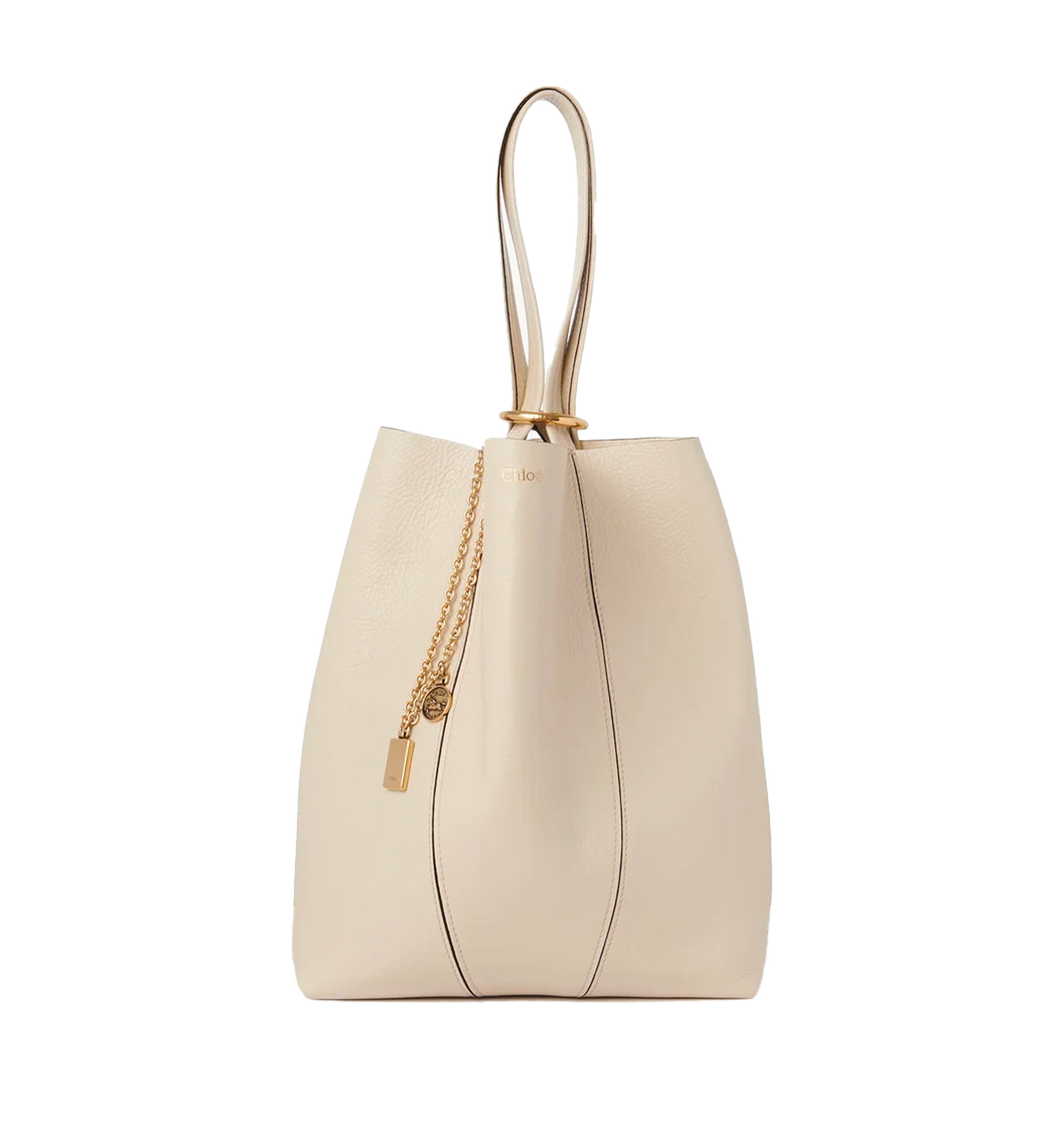 Small Chloé Spin Tote Bag in Grained Leather