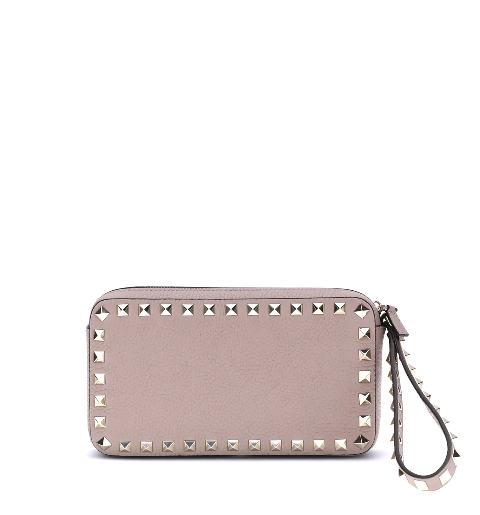 Wrist Pouch Rockstud in Grainy Calfskin
