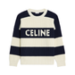 Oversized Sweater in Striped Cotton - Ecru/Navy