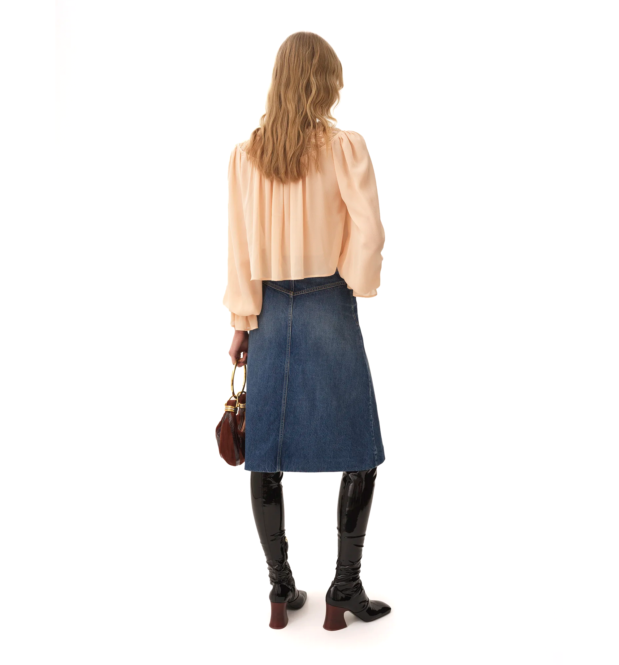 Knee-length Skirt in Denim