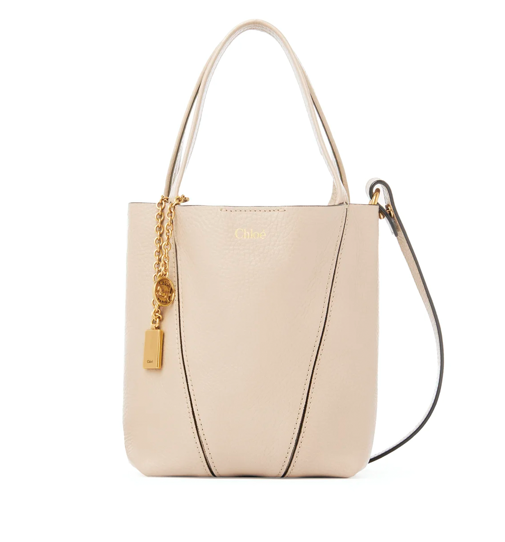 Small Chloé Spin Tote Bag in Grained Leather