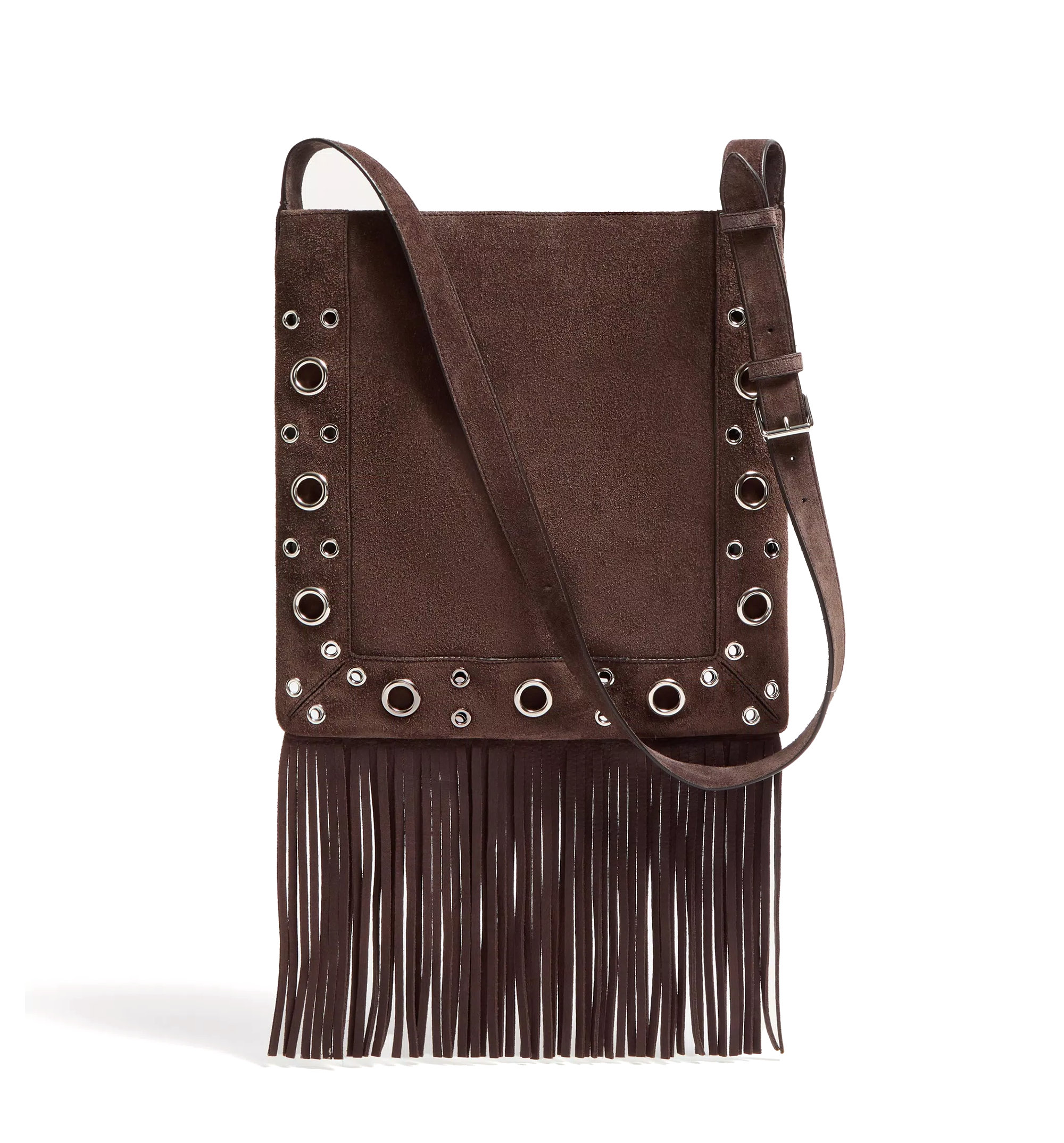 Valentino Garavani Nellcôte Embroidered Shoulder Bag with Fringes