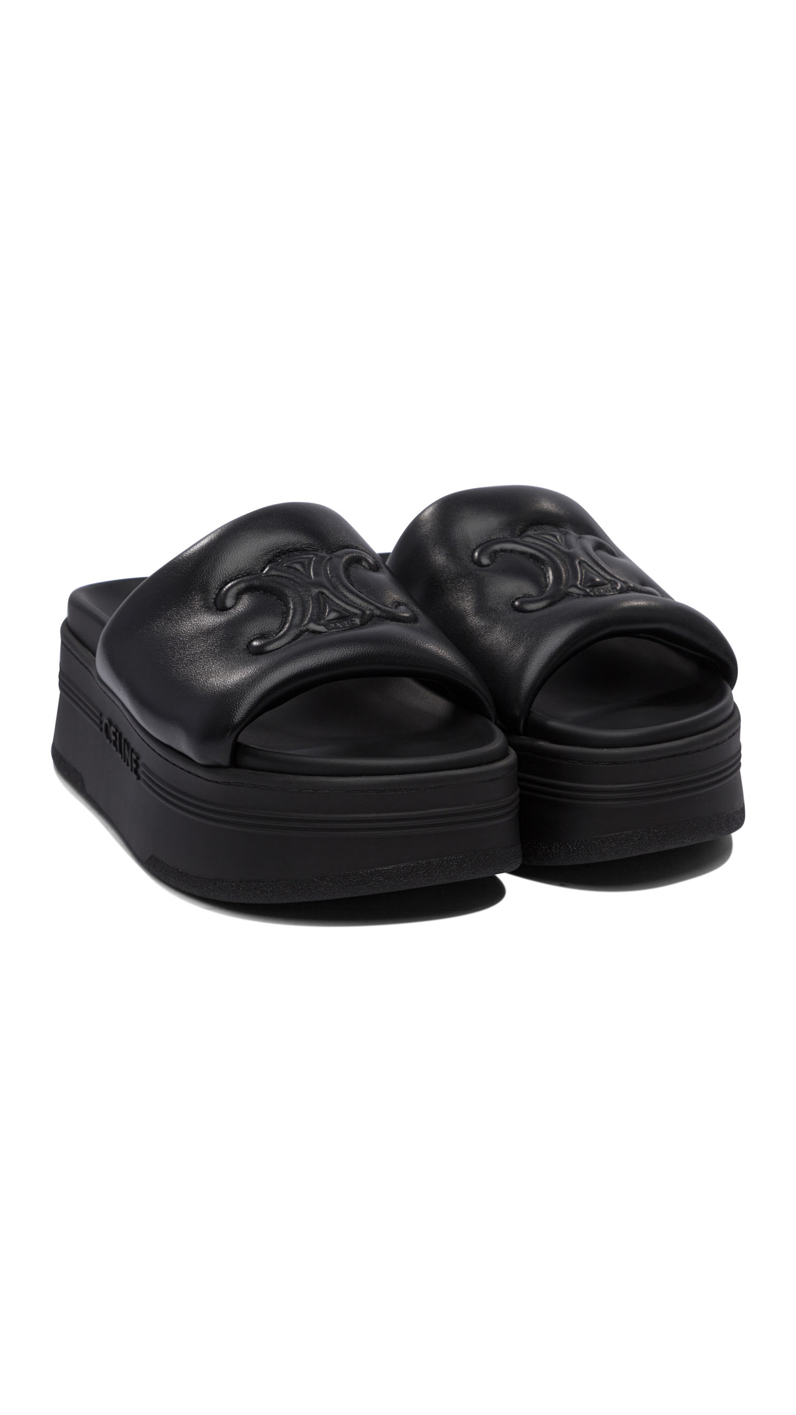 Block Slide with Triomphe in Lambskin - Black