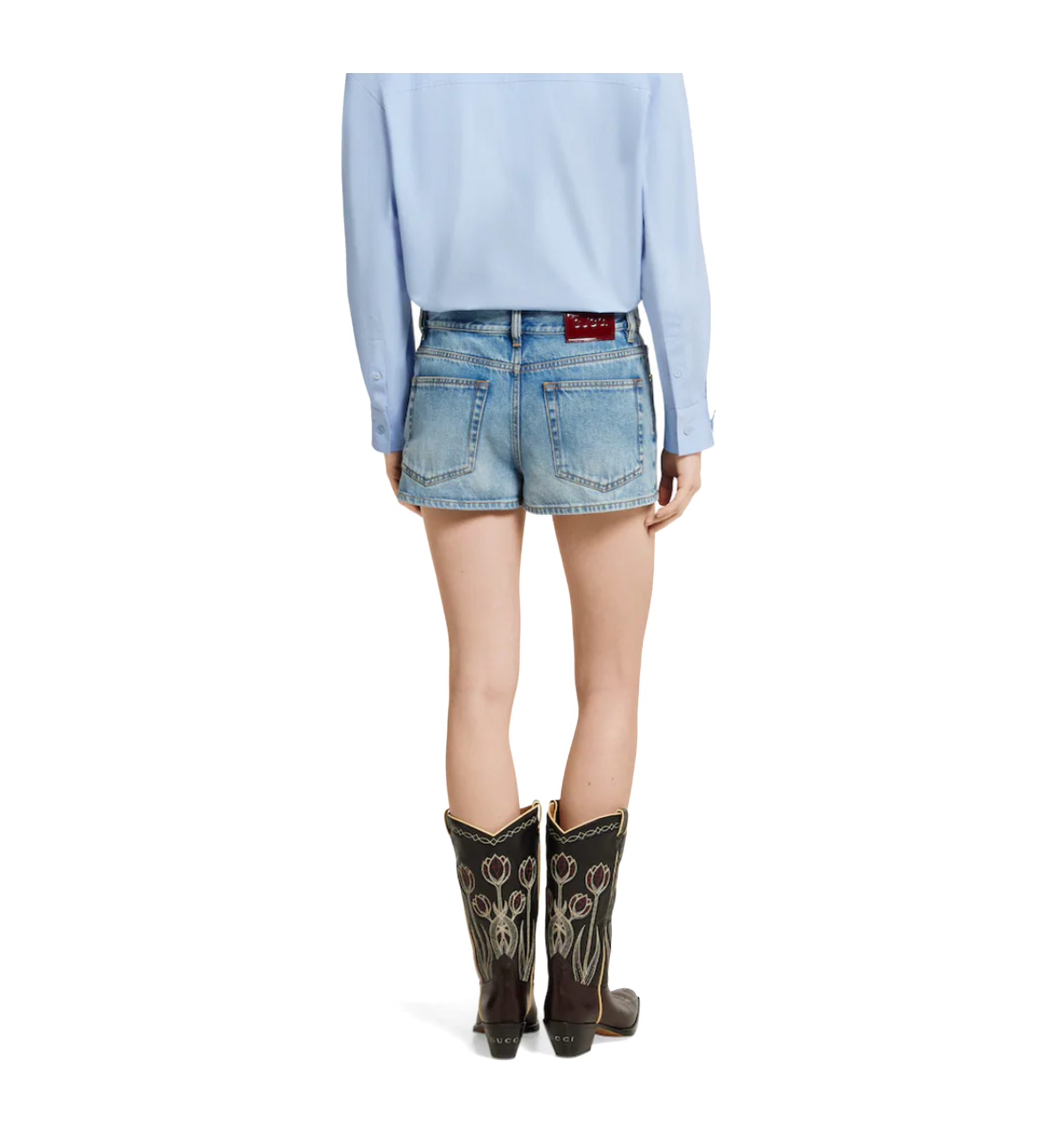 Stonewashed Denim Shorts