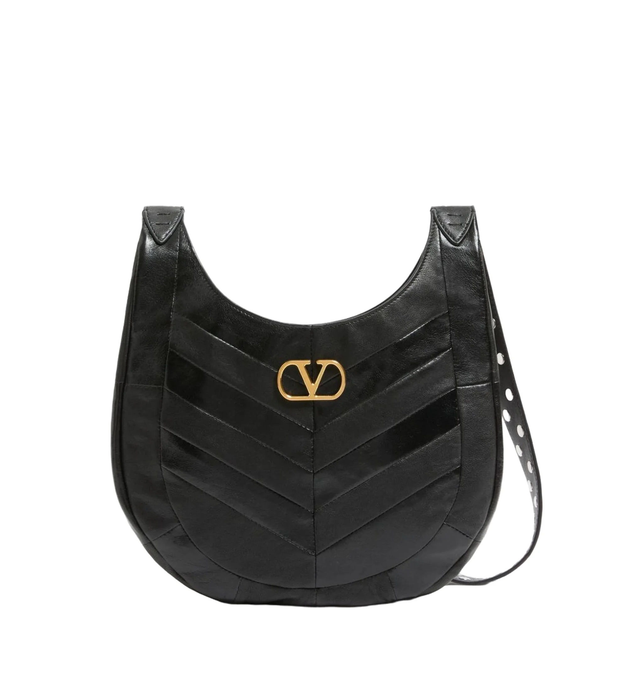 Valentino Garavani Hoboho Small Hobo Bag In Chevron-Patterned Nappa Leather