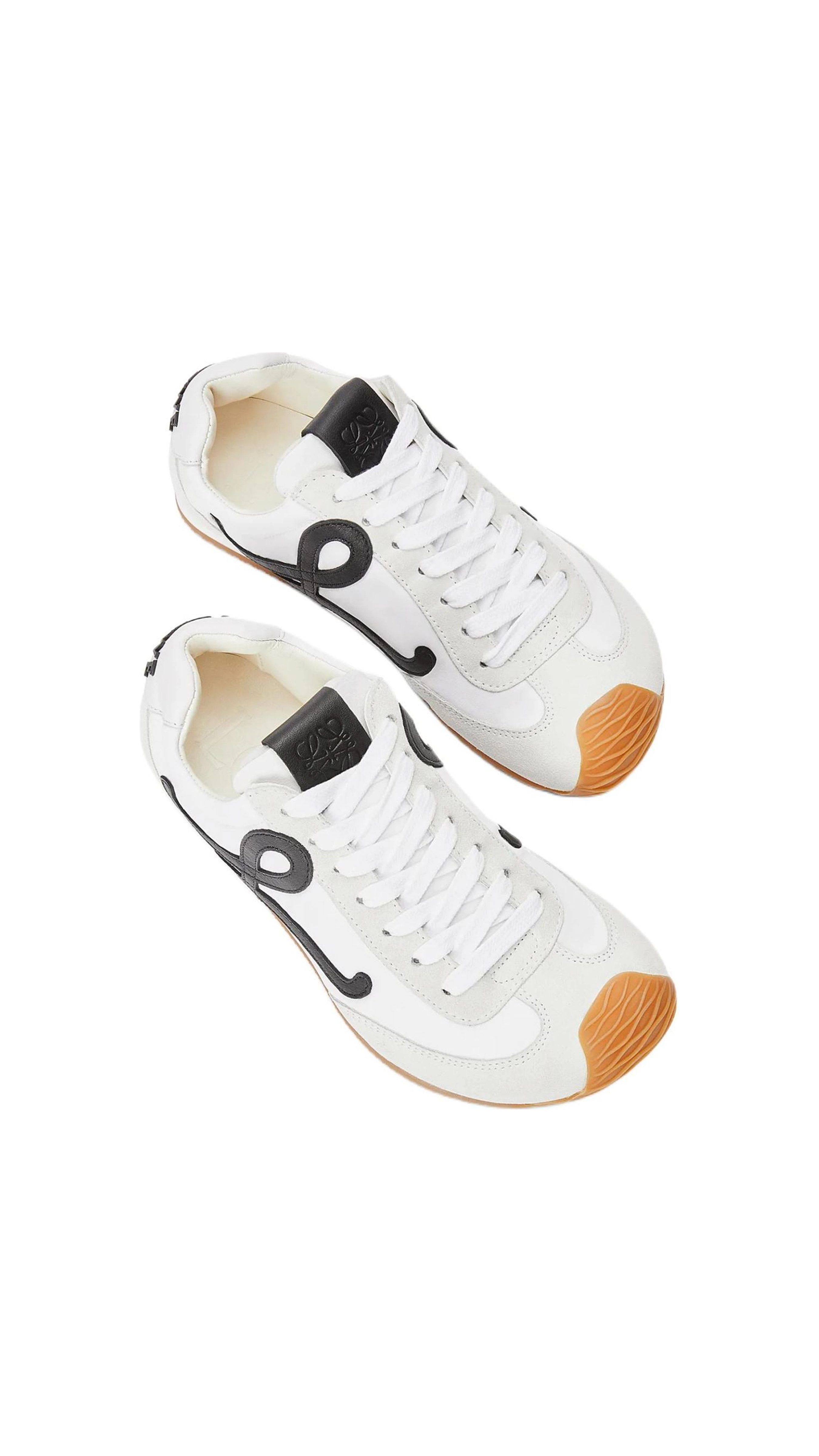 Ballet Runner 2.0 in Nylon and Calfskin - White/Black