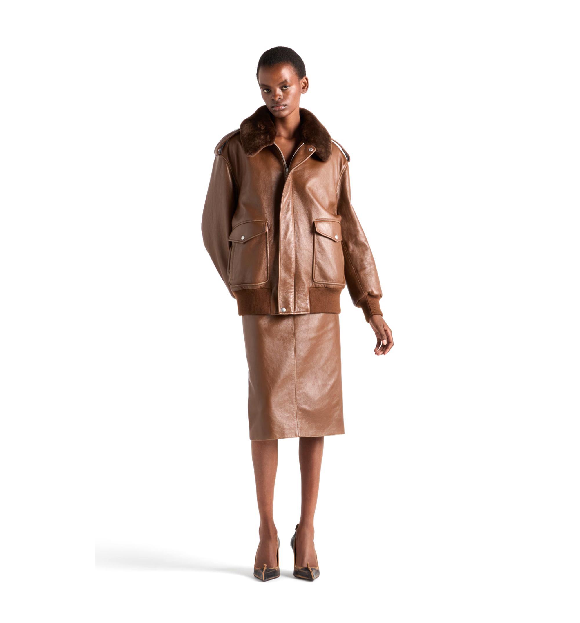 Nappa Leather Pencil Skirt