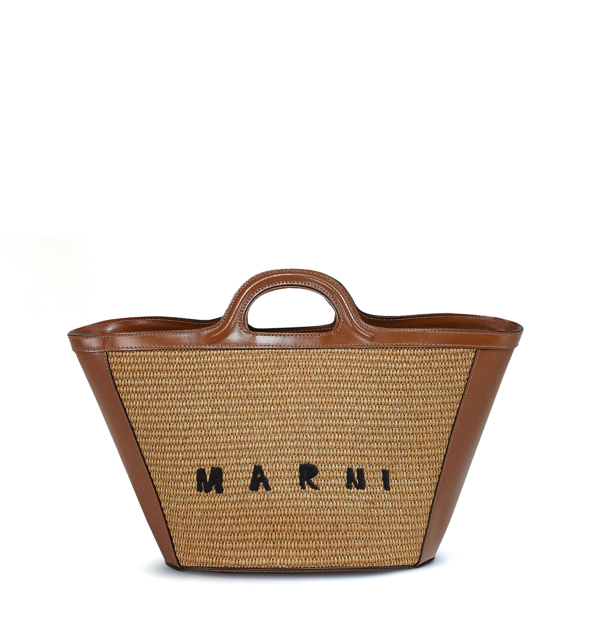 Tropicalia Small Bag in Leather and Raffia-Effect Fabric