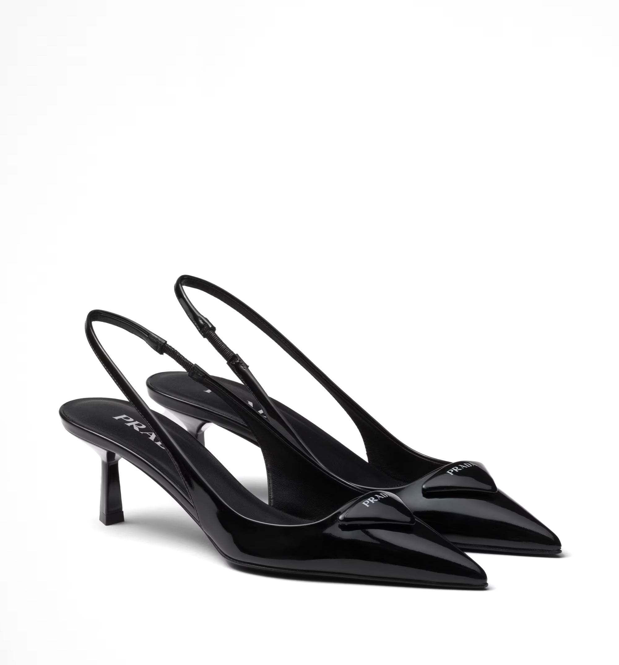 Patent leather slingback pumps