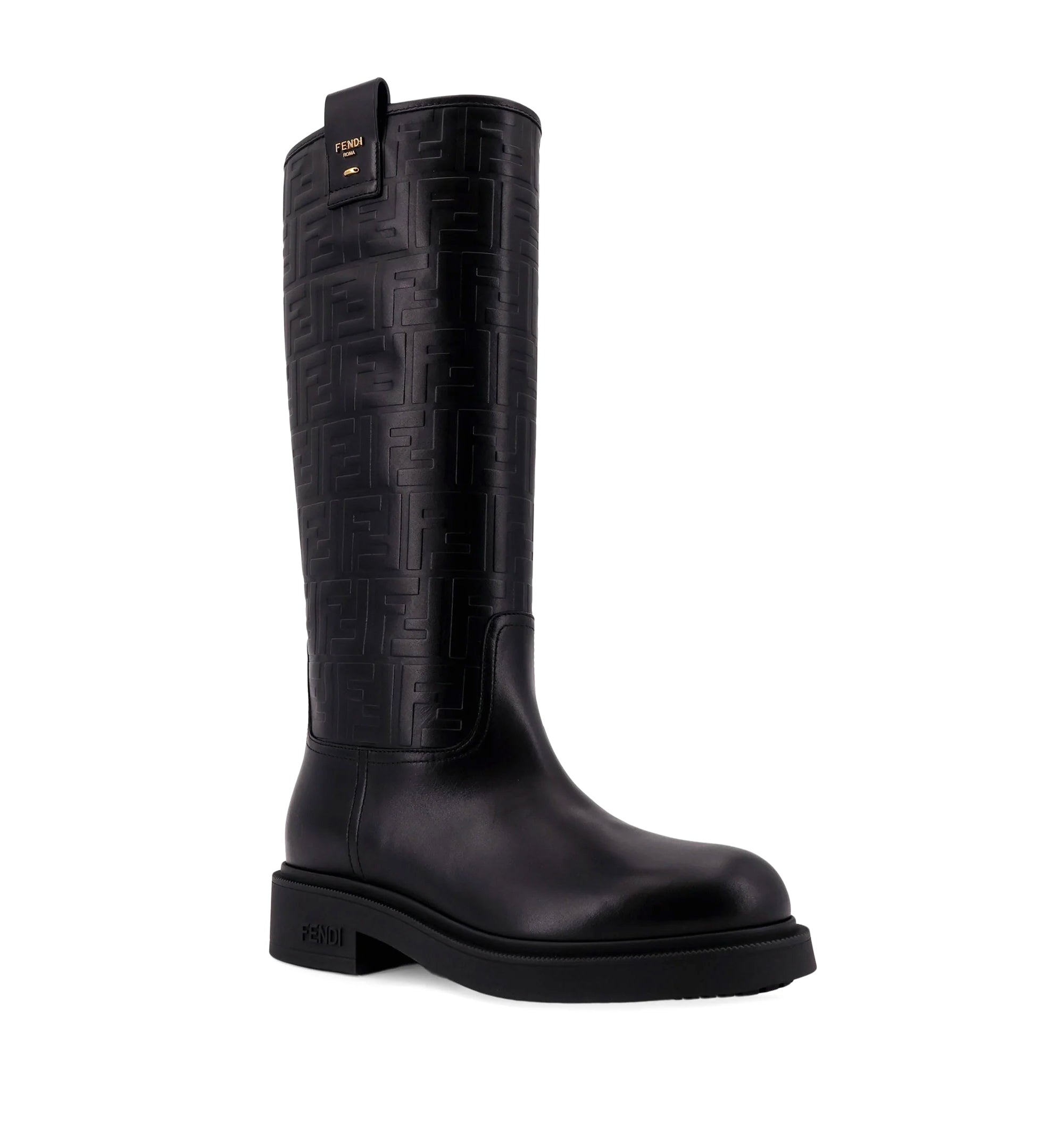 Fendi Filo Leather Boots - Black