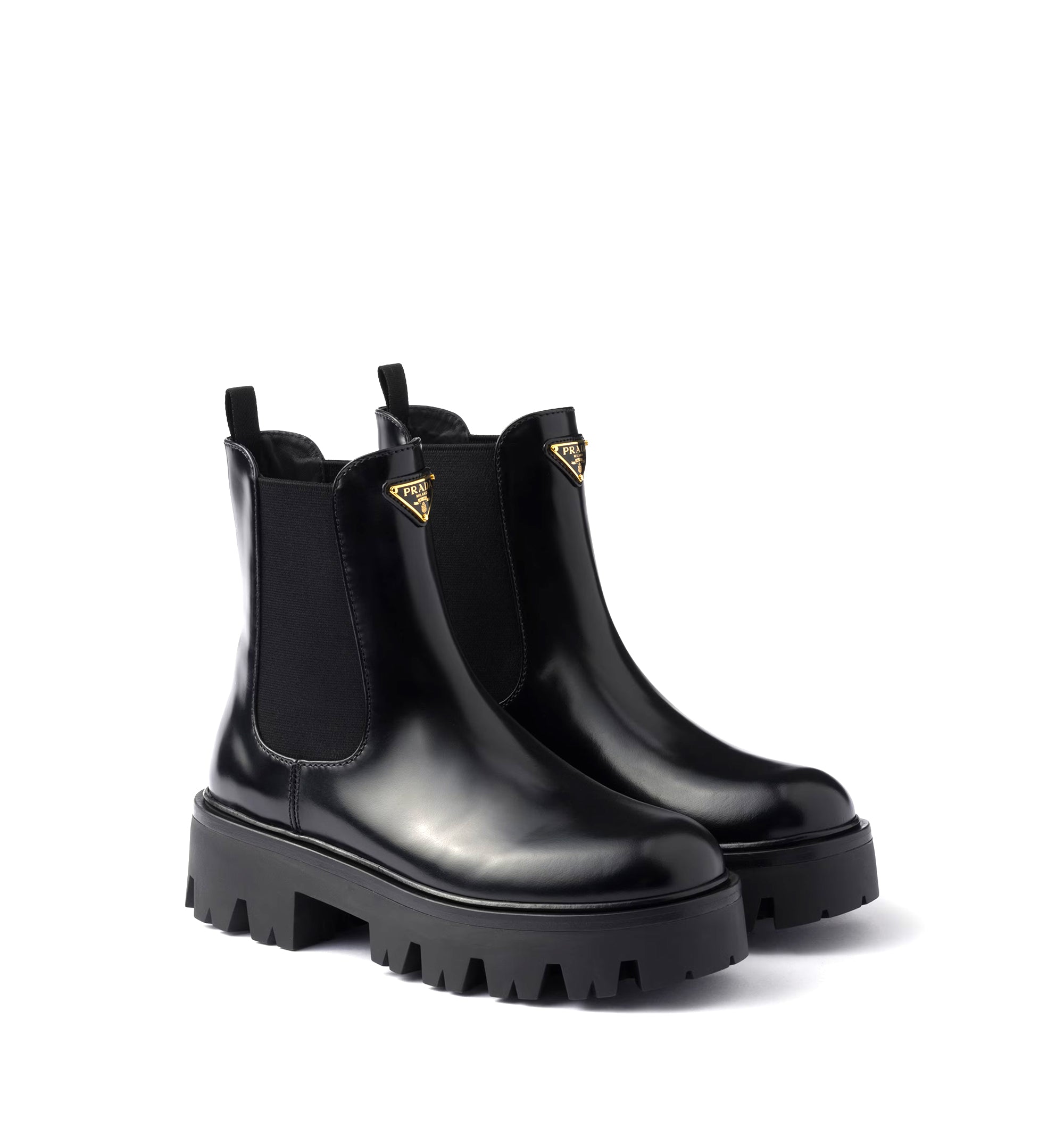 Brushed leather booties - Black