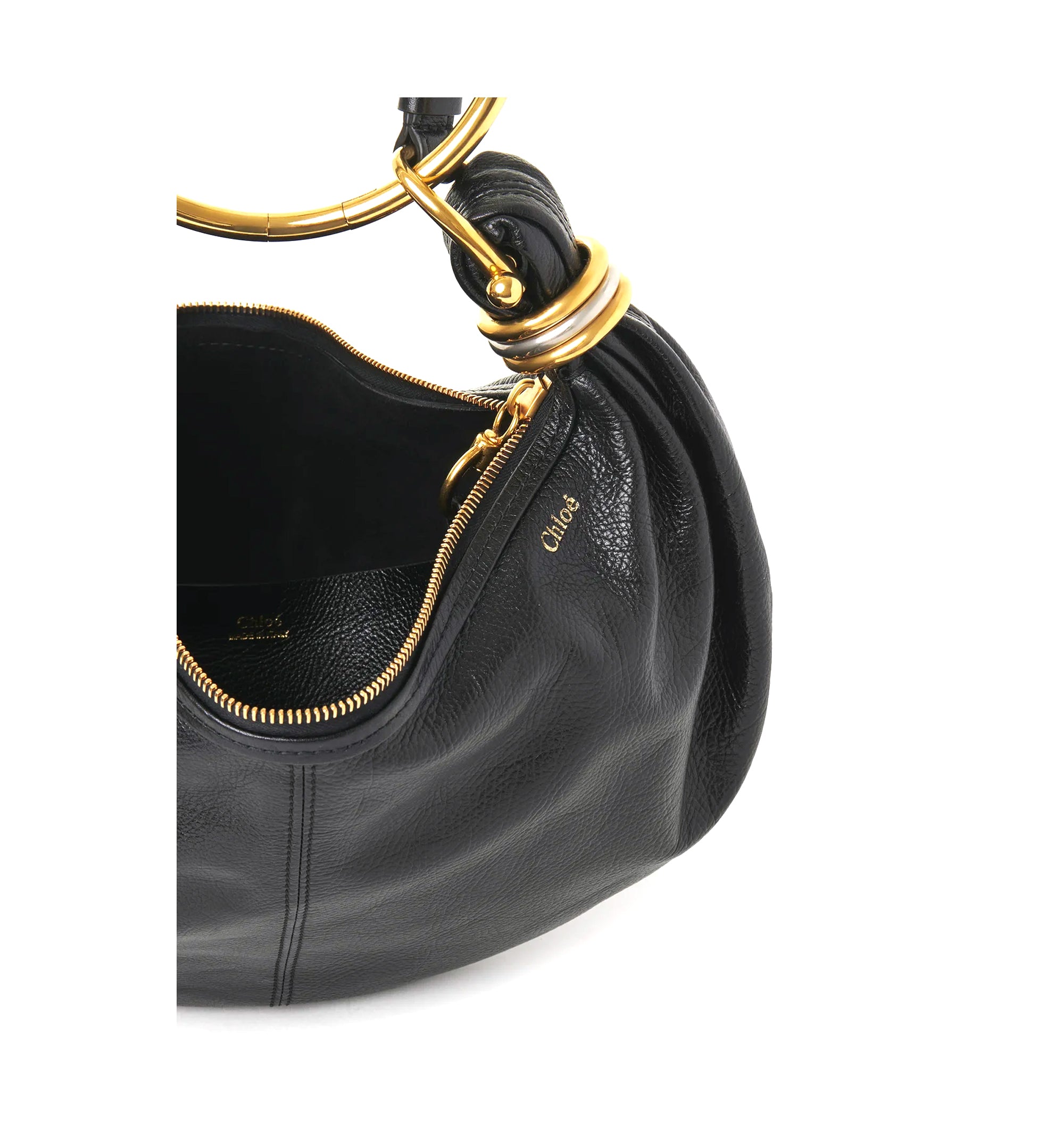 Small Bracelet Hobo Bag In Grained Leather
