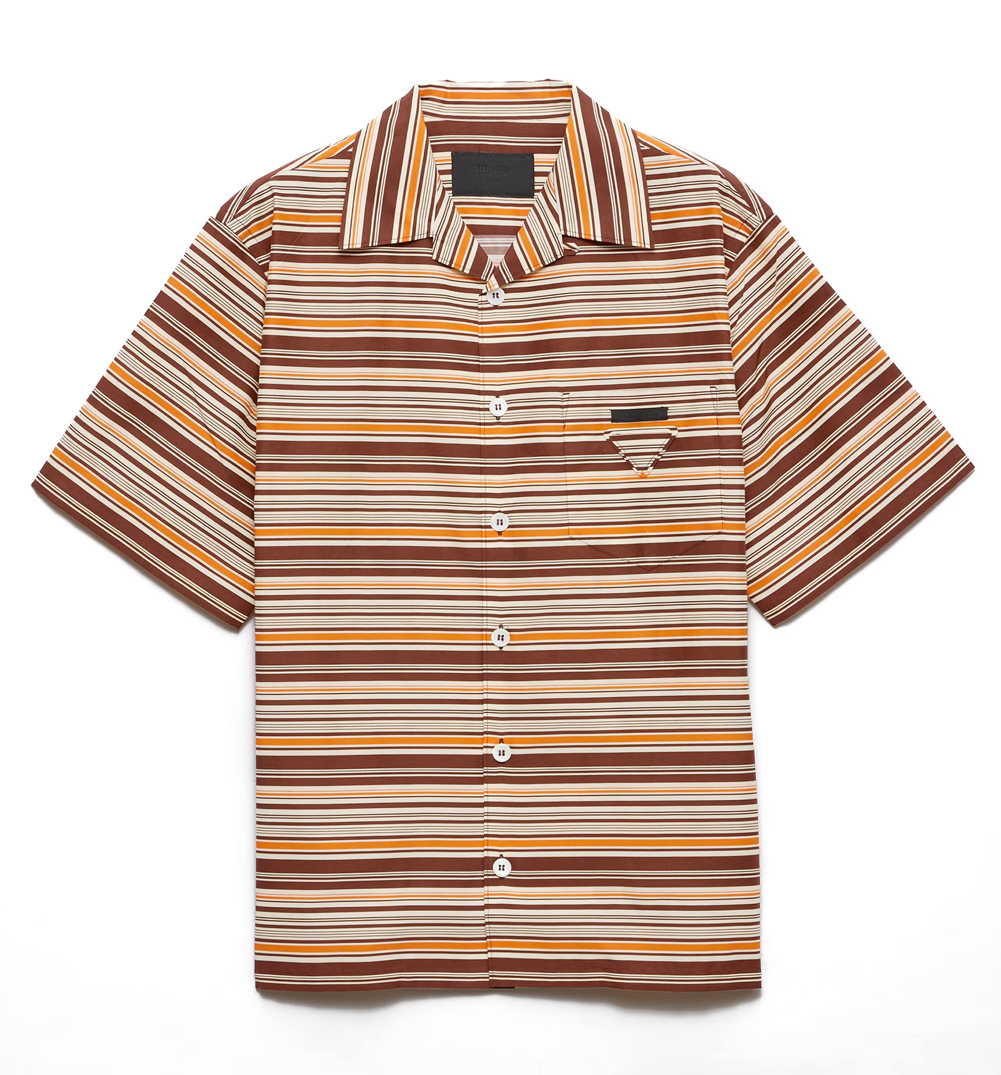 Striped cotton and silk bowling shirt