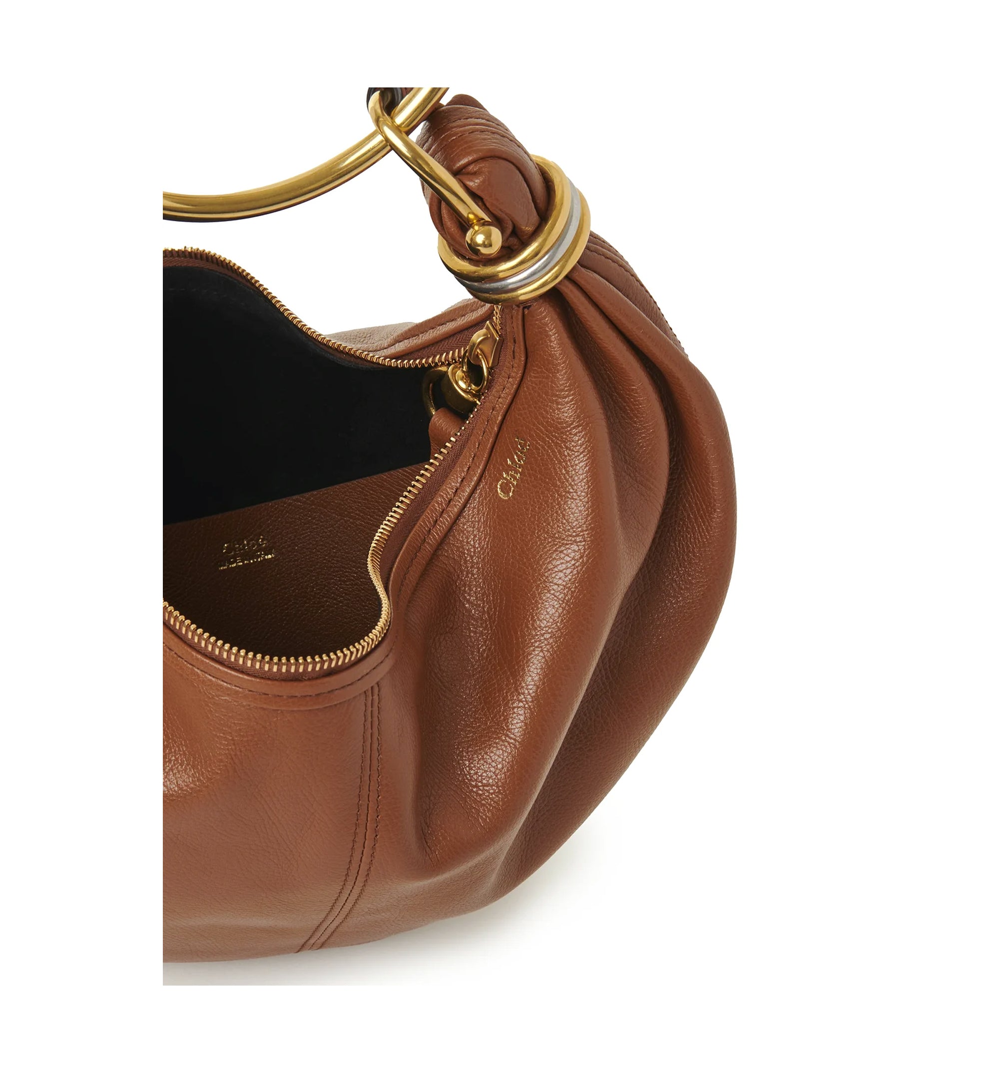Small Bracelet Hobo Bag In Grained Leather