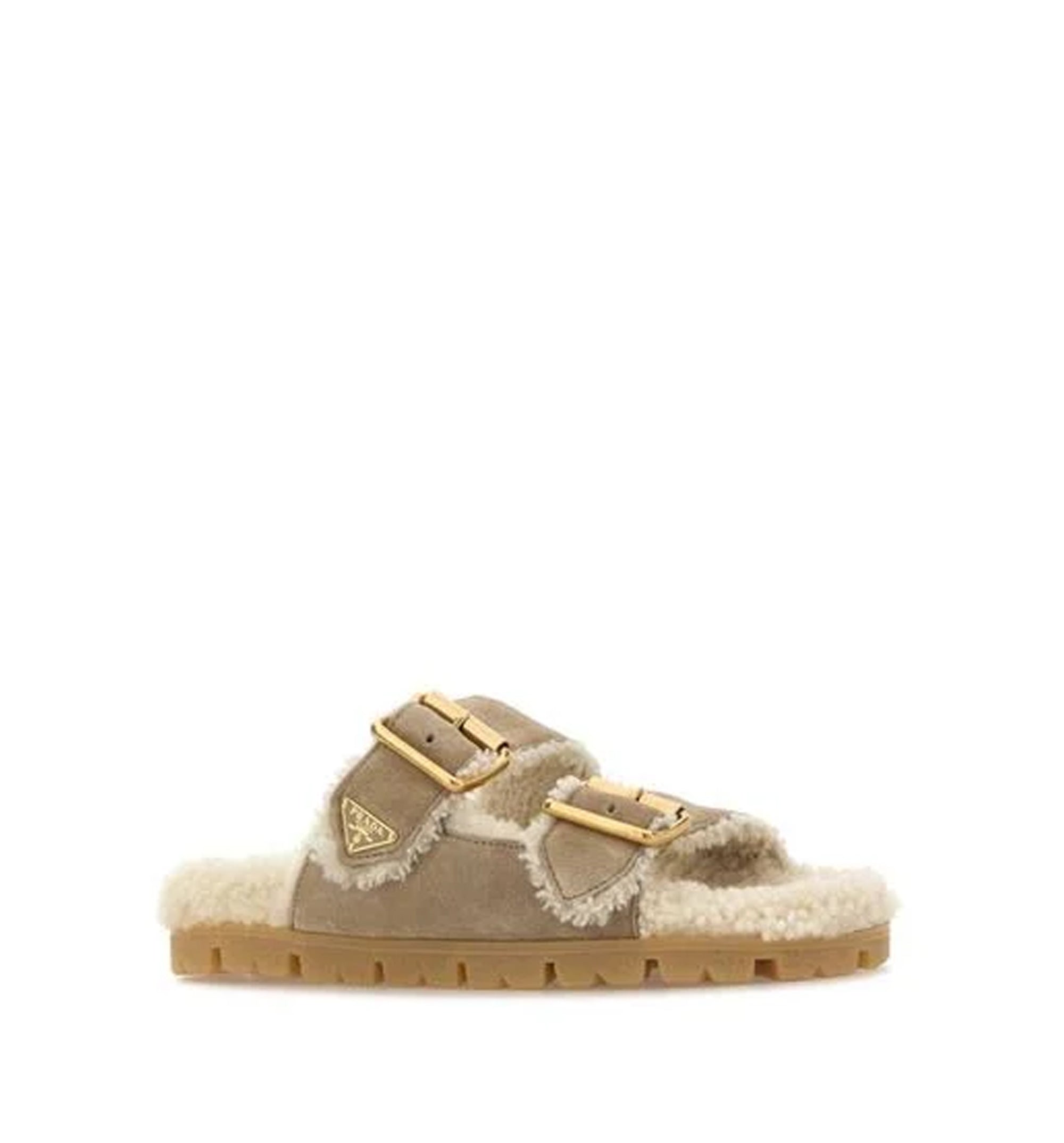Shearling-Lined Suede Slides