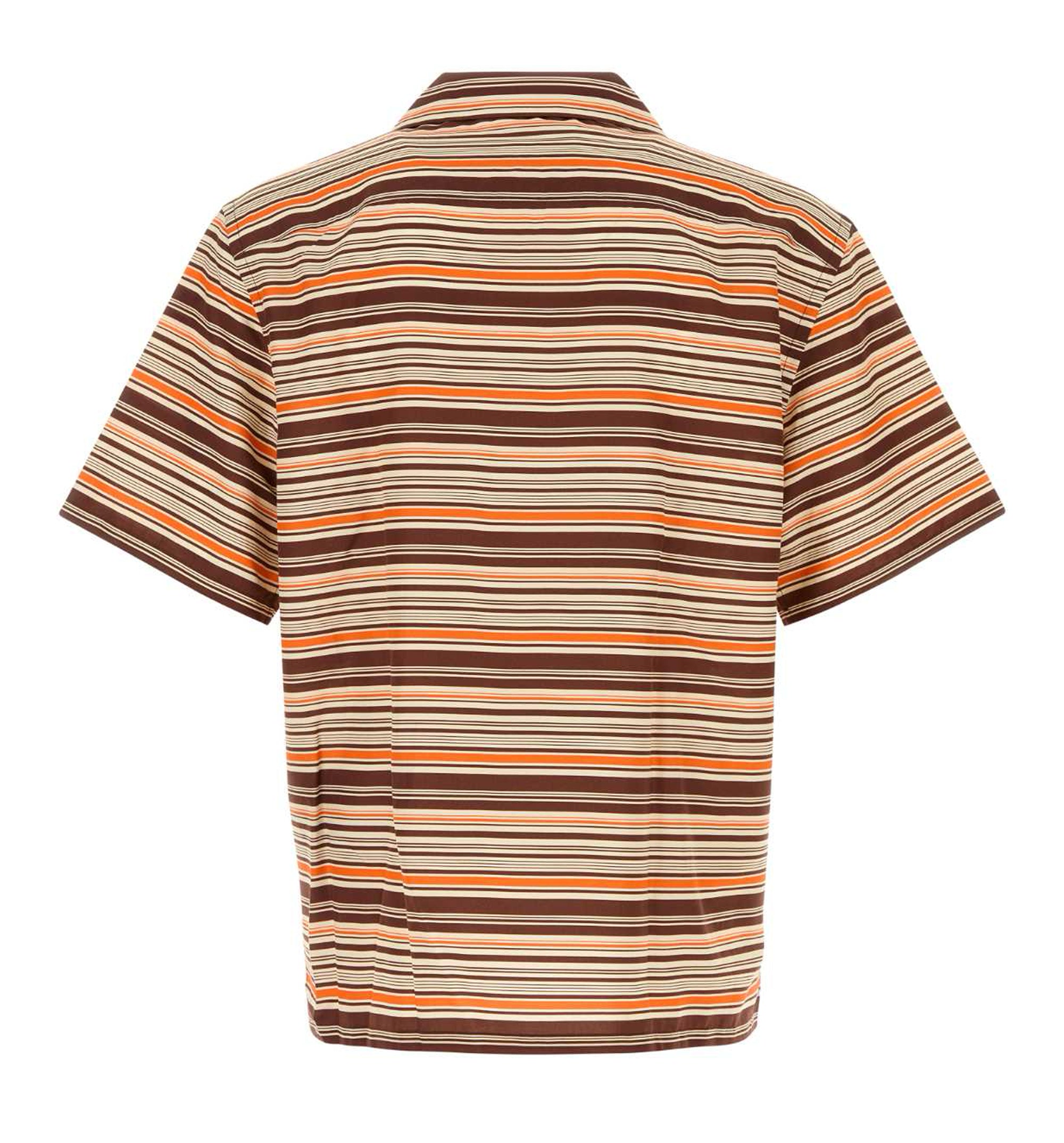 Striped cotton and silk bowling shirt