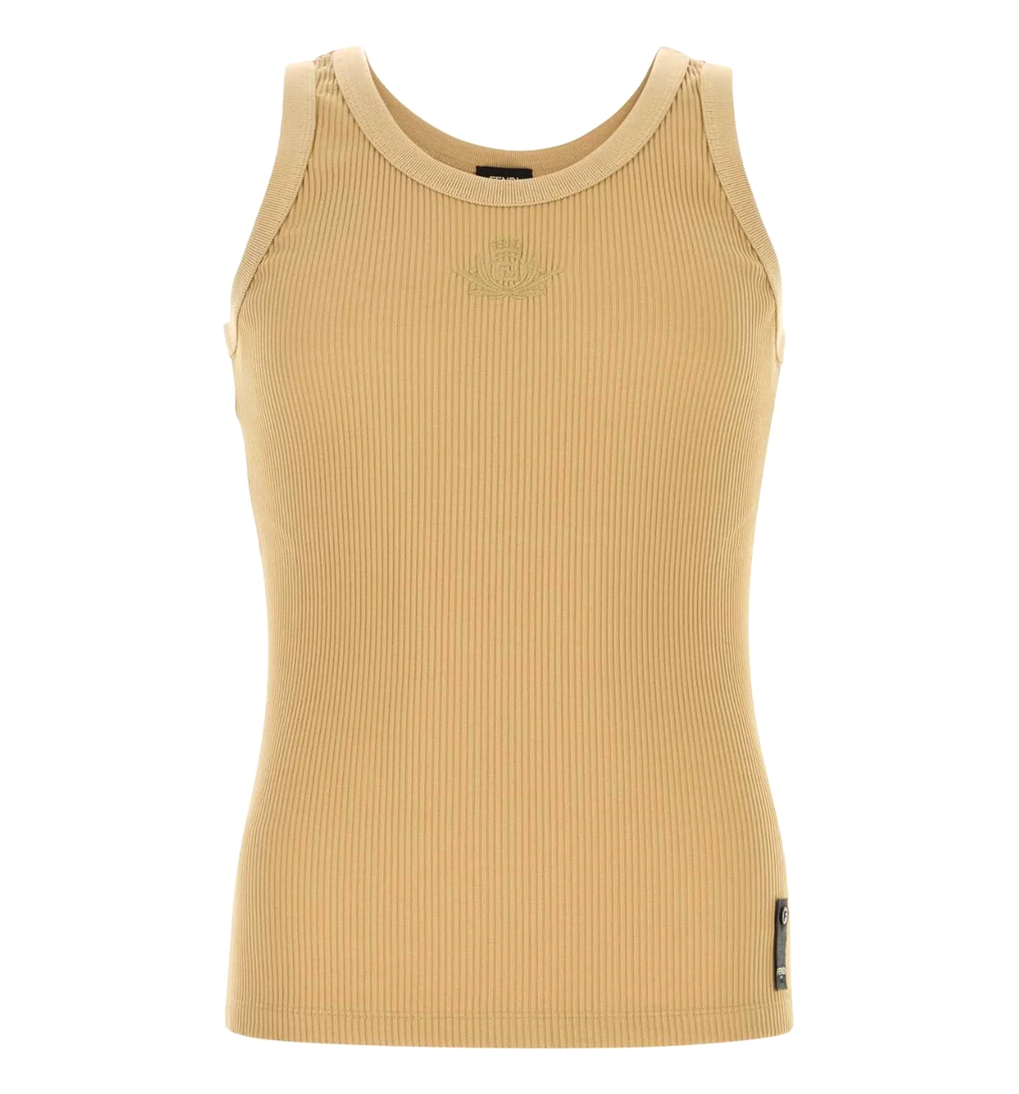 Logo Embroidered Ribbed Tank Top