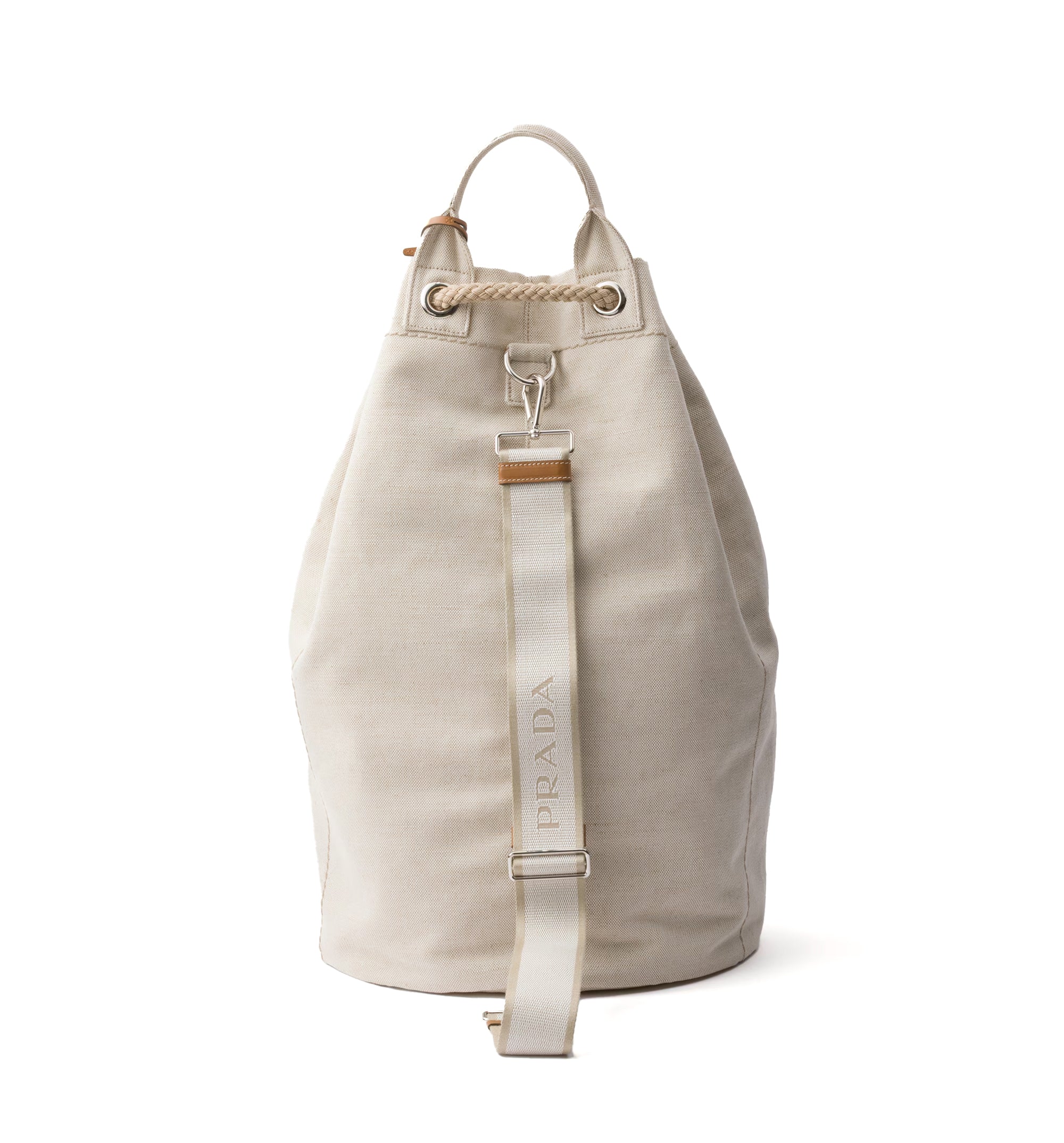 Linen blend drawstring duffel bag