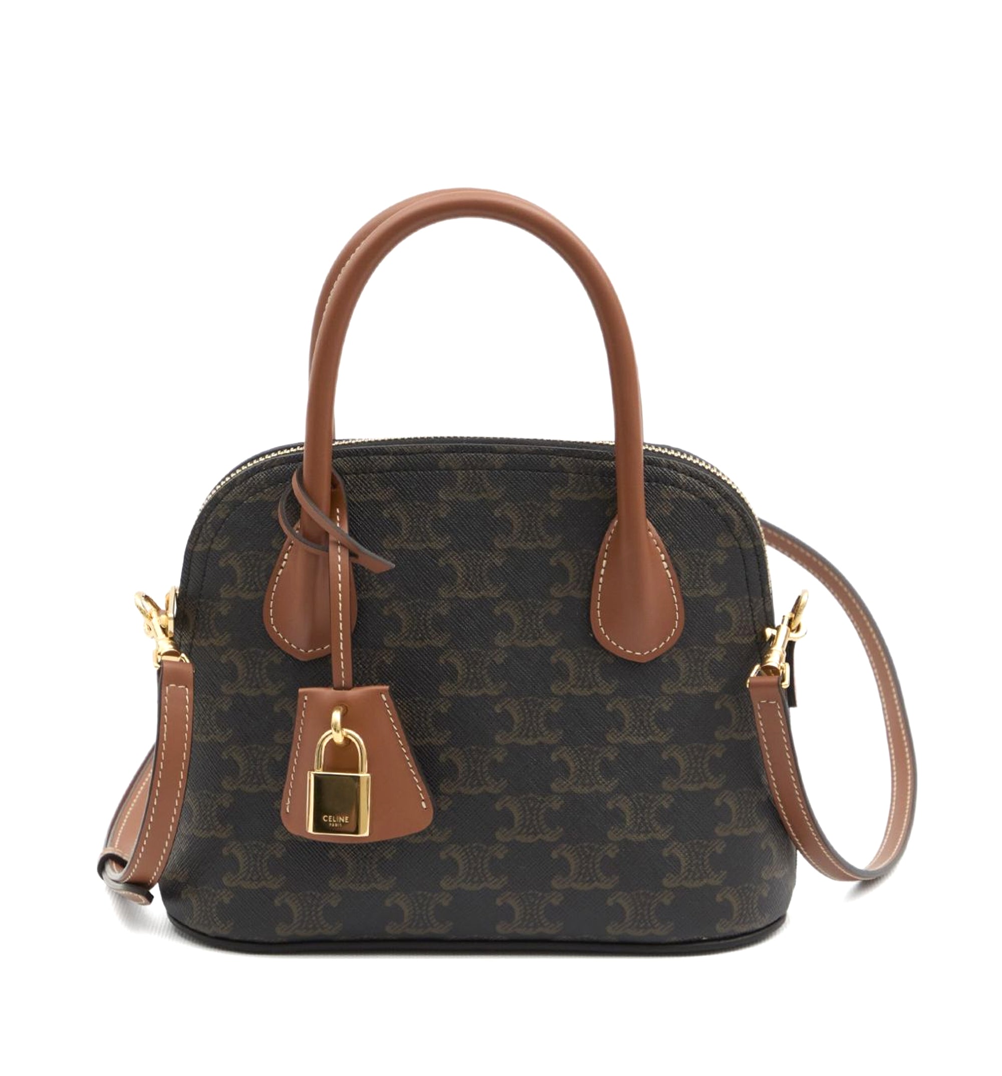 Teen Honorine Bag in Triomphe Canvas and Calfskin - Tan