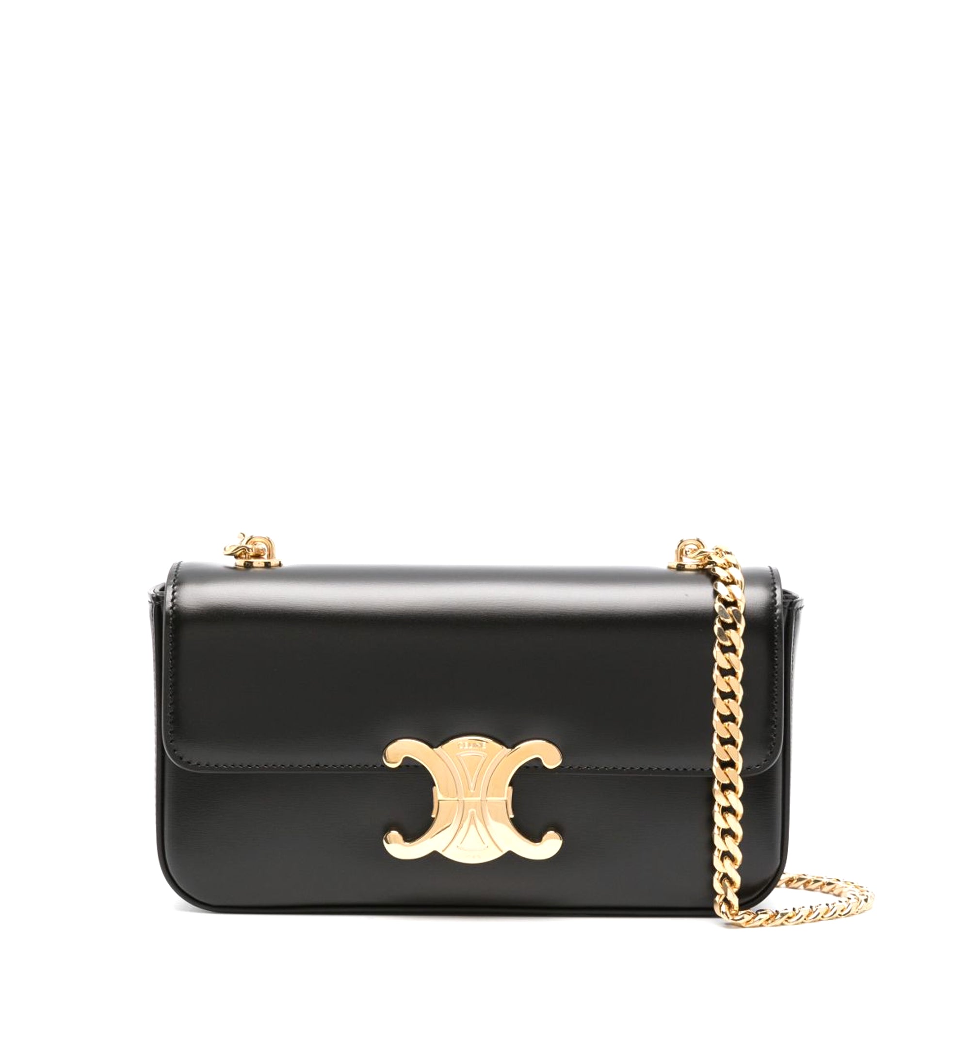 Chain Shoulder Bag Triomphe in Shiny Calfskin - Black