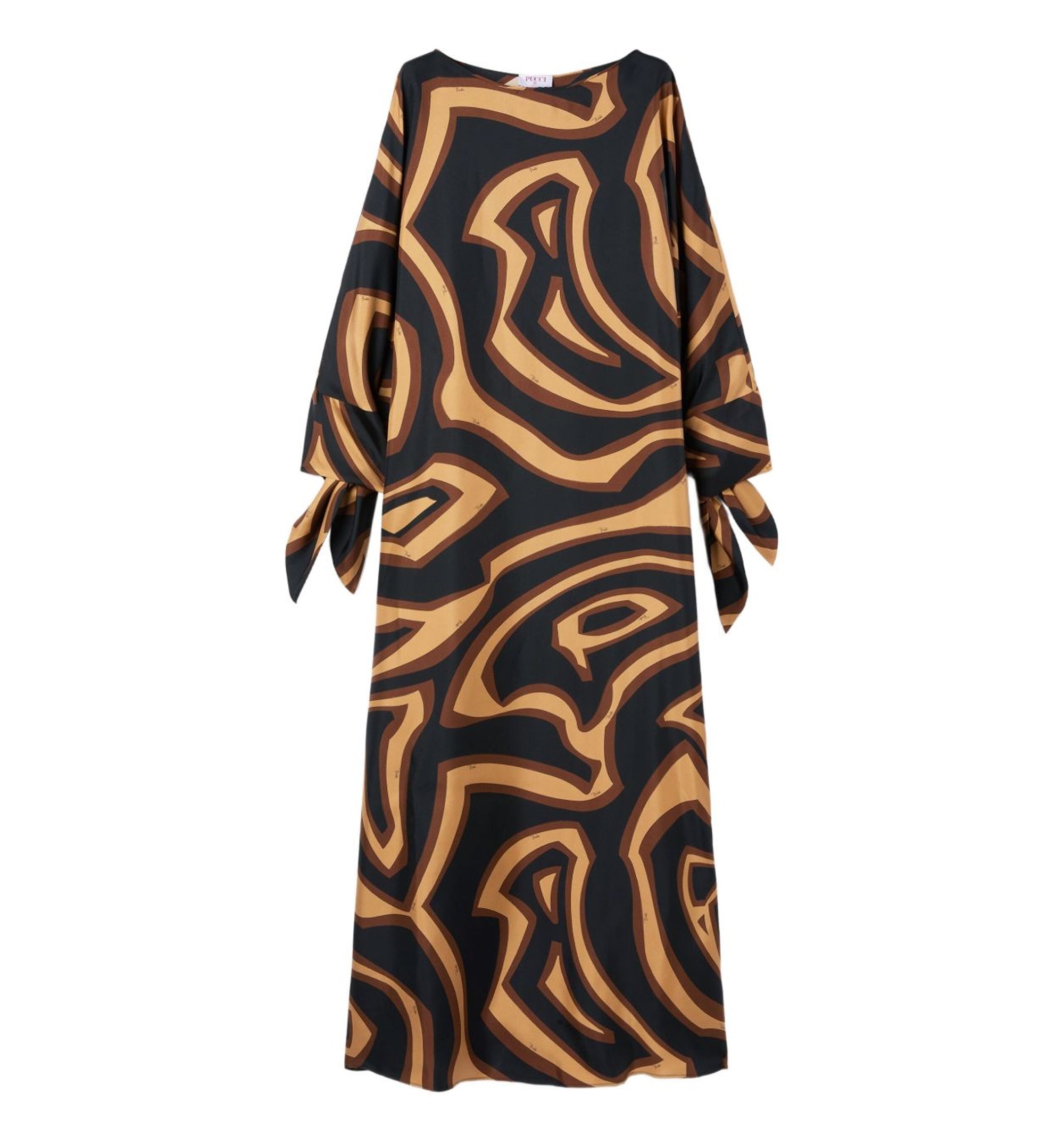 Labirinto Print Long Kaftan - Black / Gold