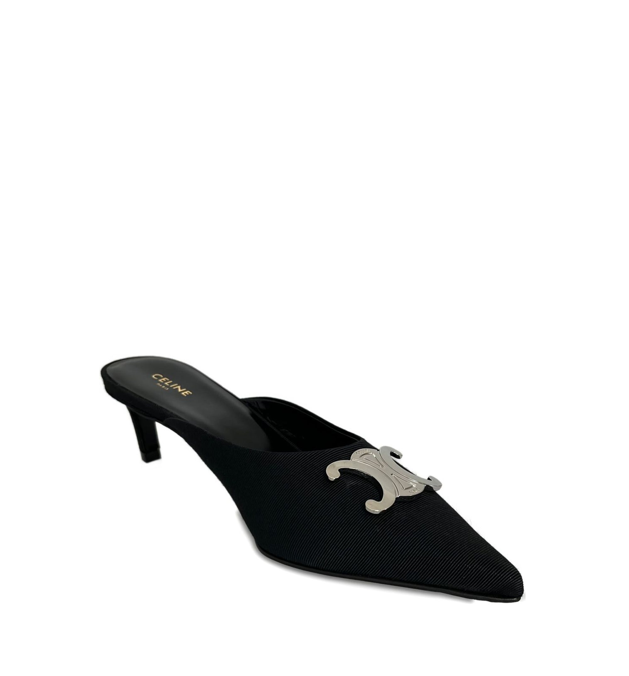 Alma Triomphe Mule in Gros Grain Fabric - Black