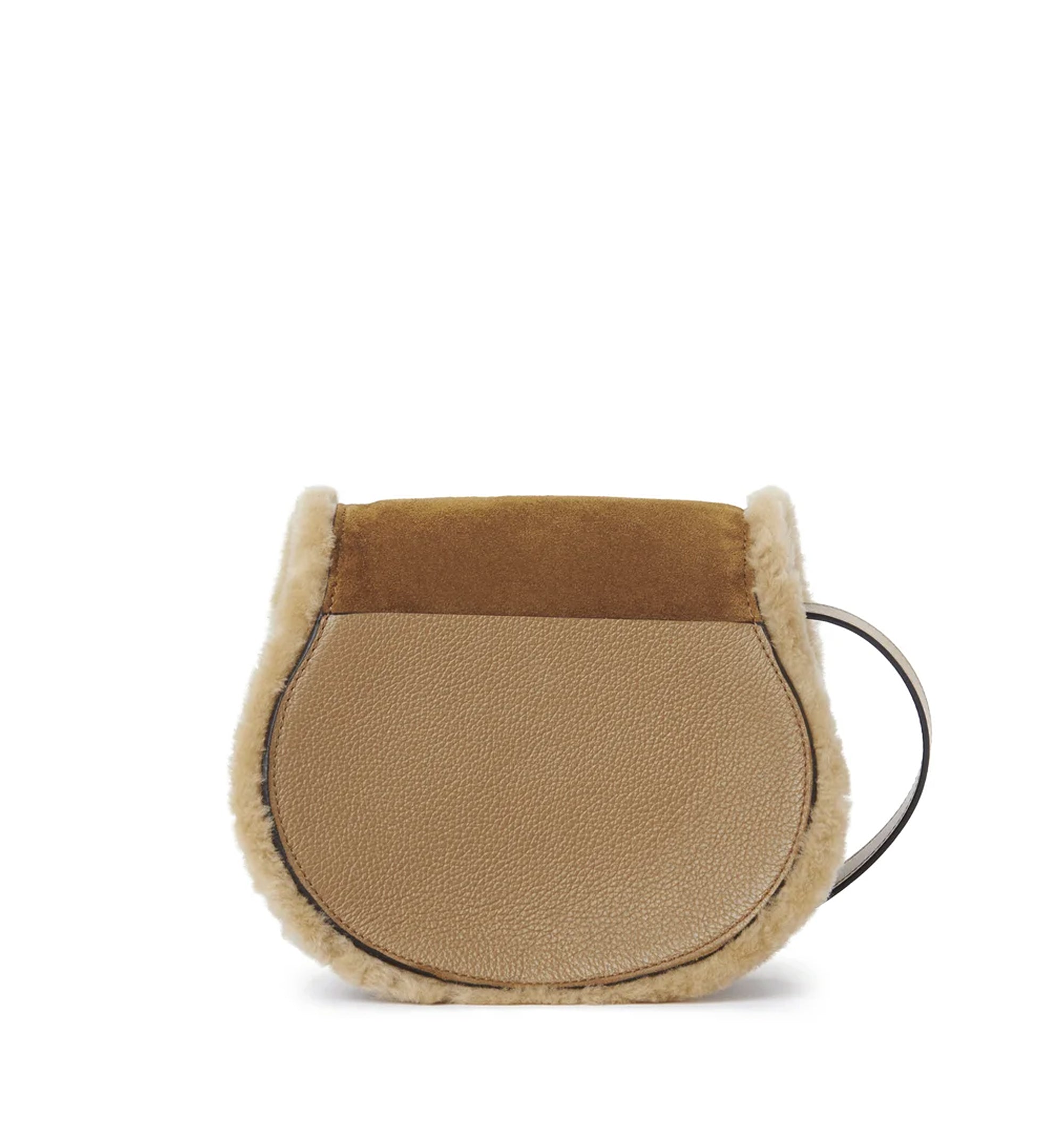 Small Marcie Saddle Bag In Suede Leather & Shearling