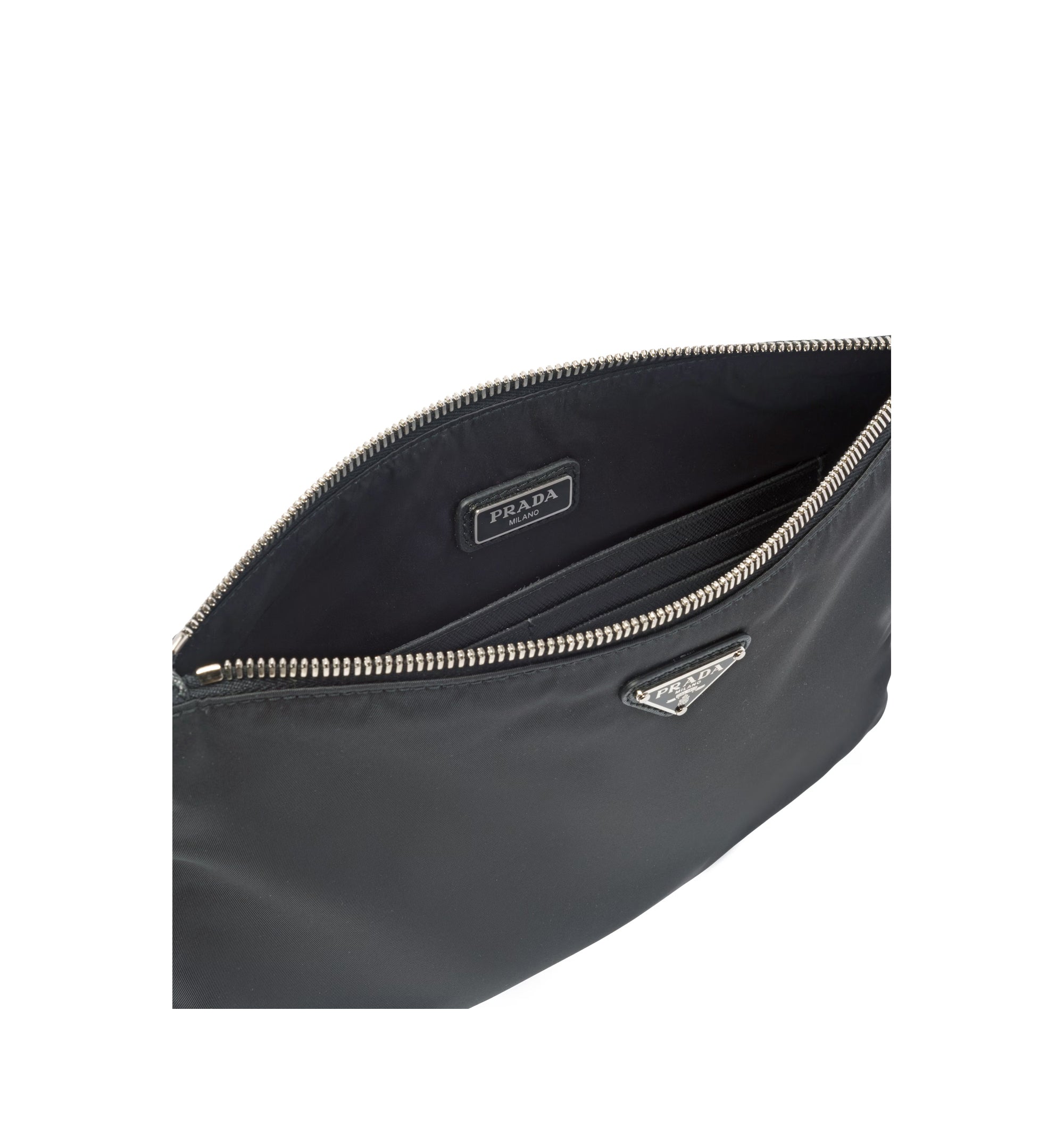 Re-Nylon and Saffiano Leather Pouch