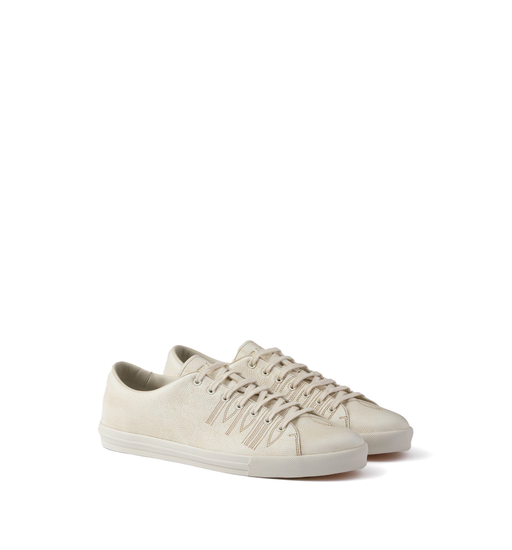 Aged-effect leather sneakers