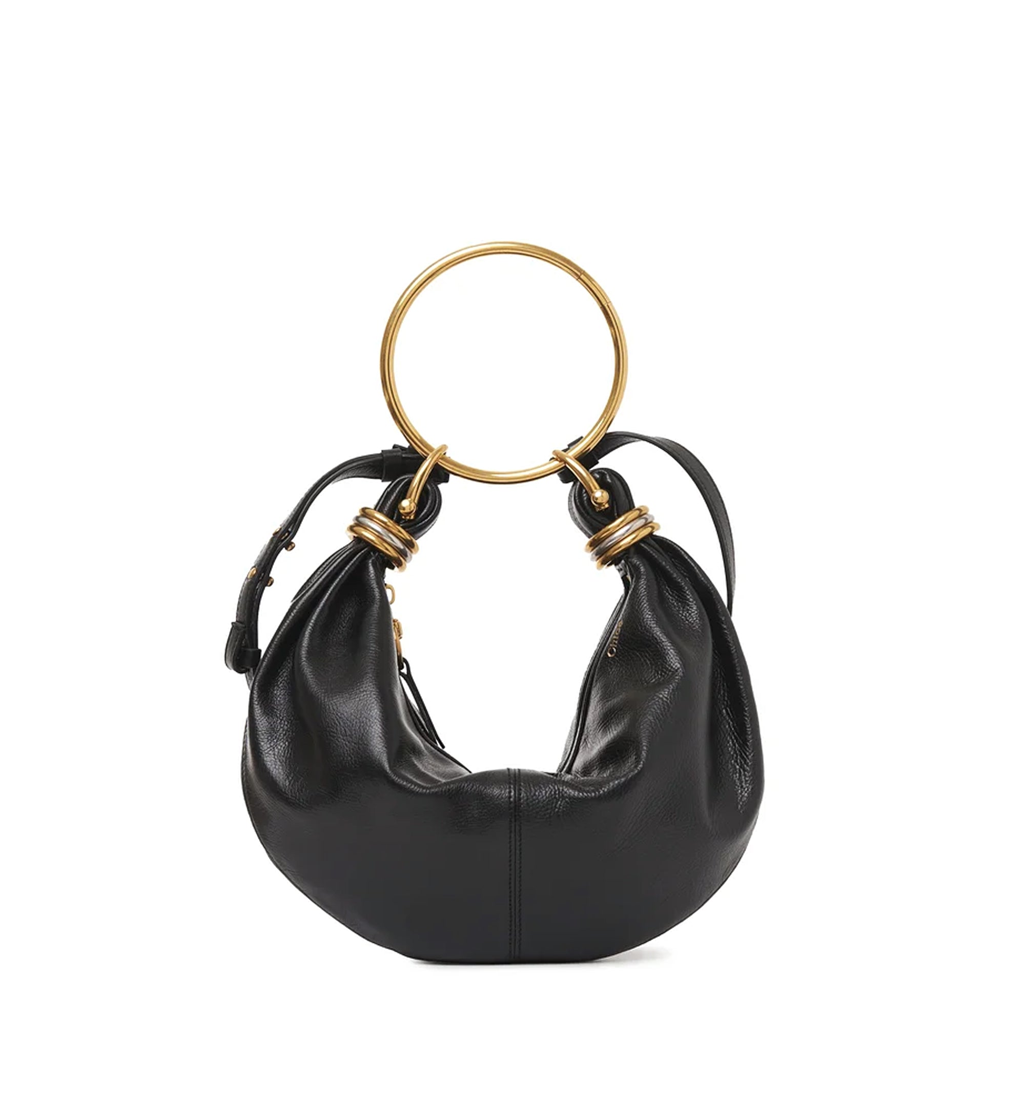 Small Bracelet Hobo Bag In Grained Leather