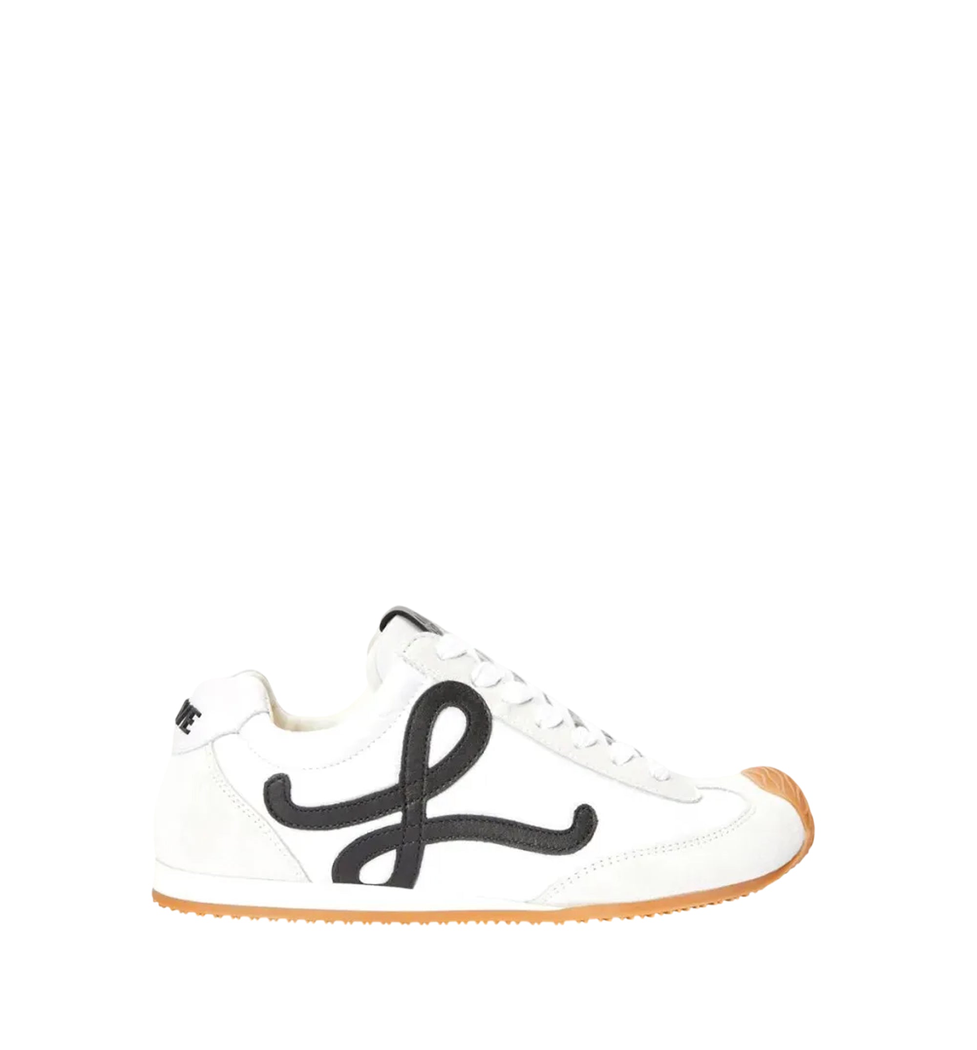 Ballet Runner 2.0 in Nylon and Calfskin - White/Black