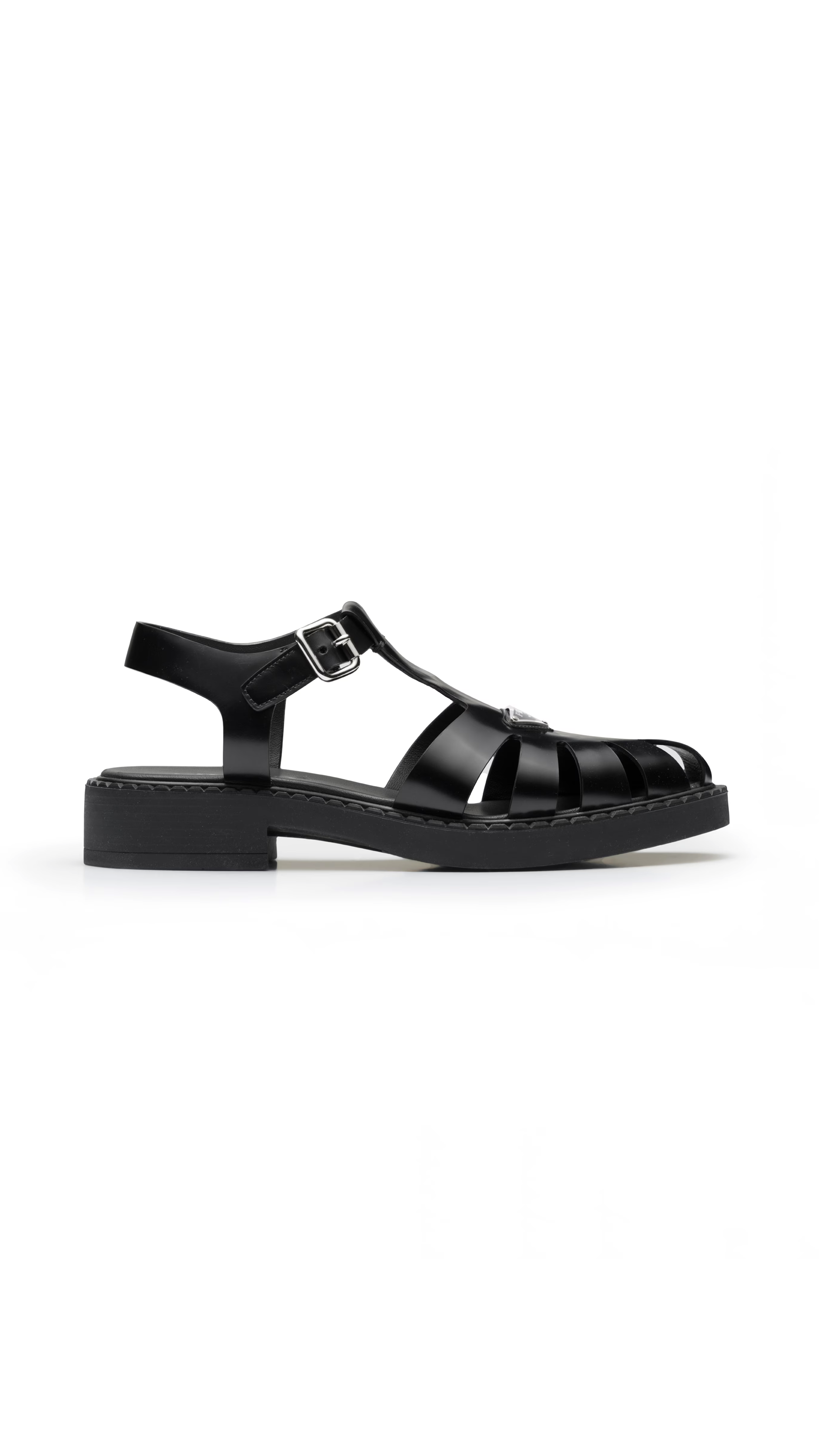 Brushed Leather Fisherman Sandals - Black