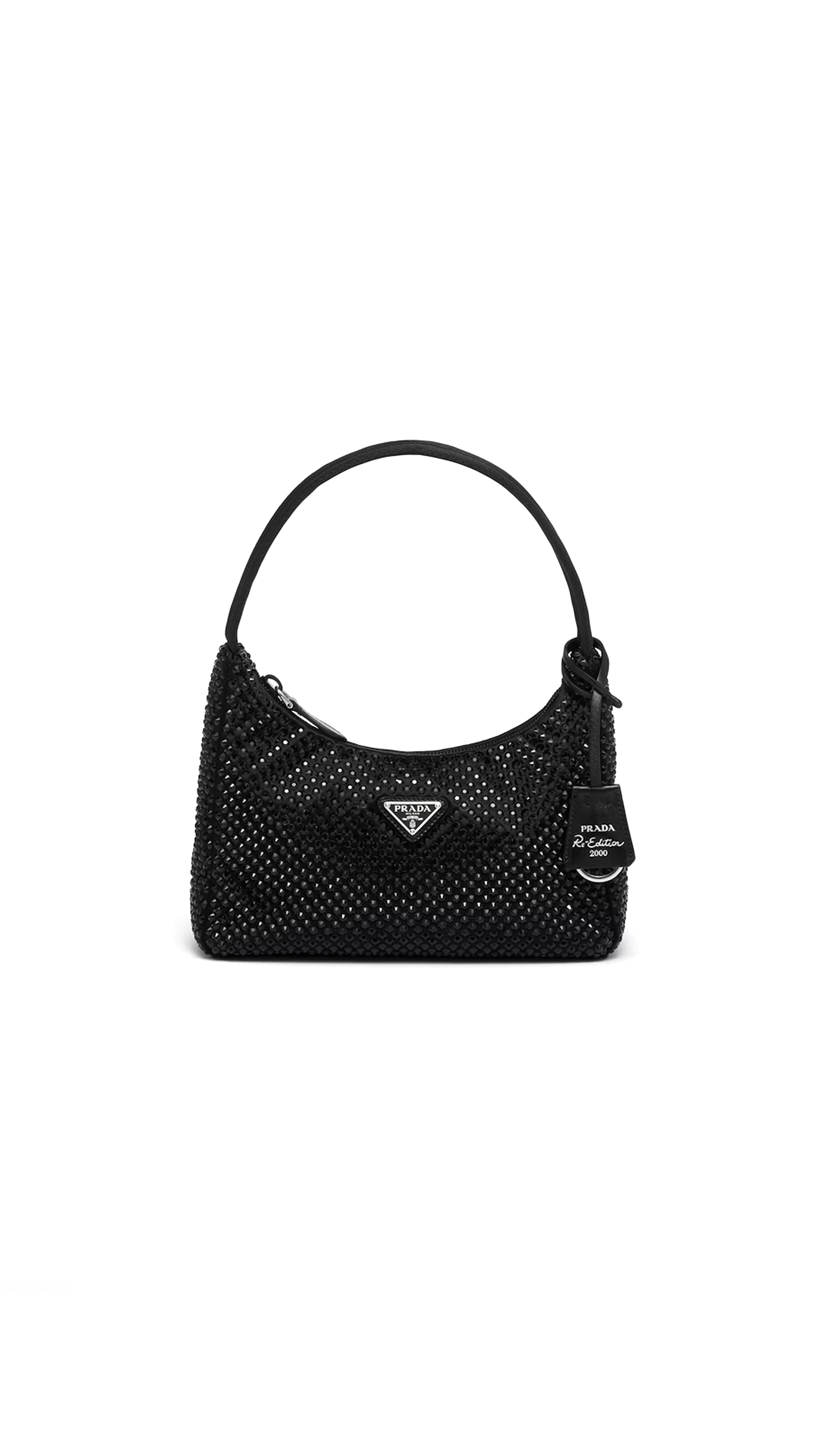 Satin Mini-Bag with Crystals - Black