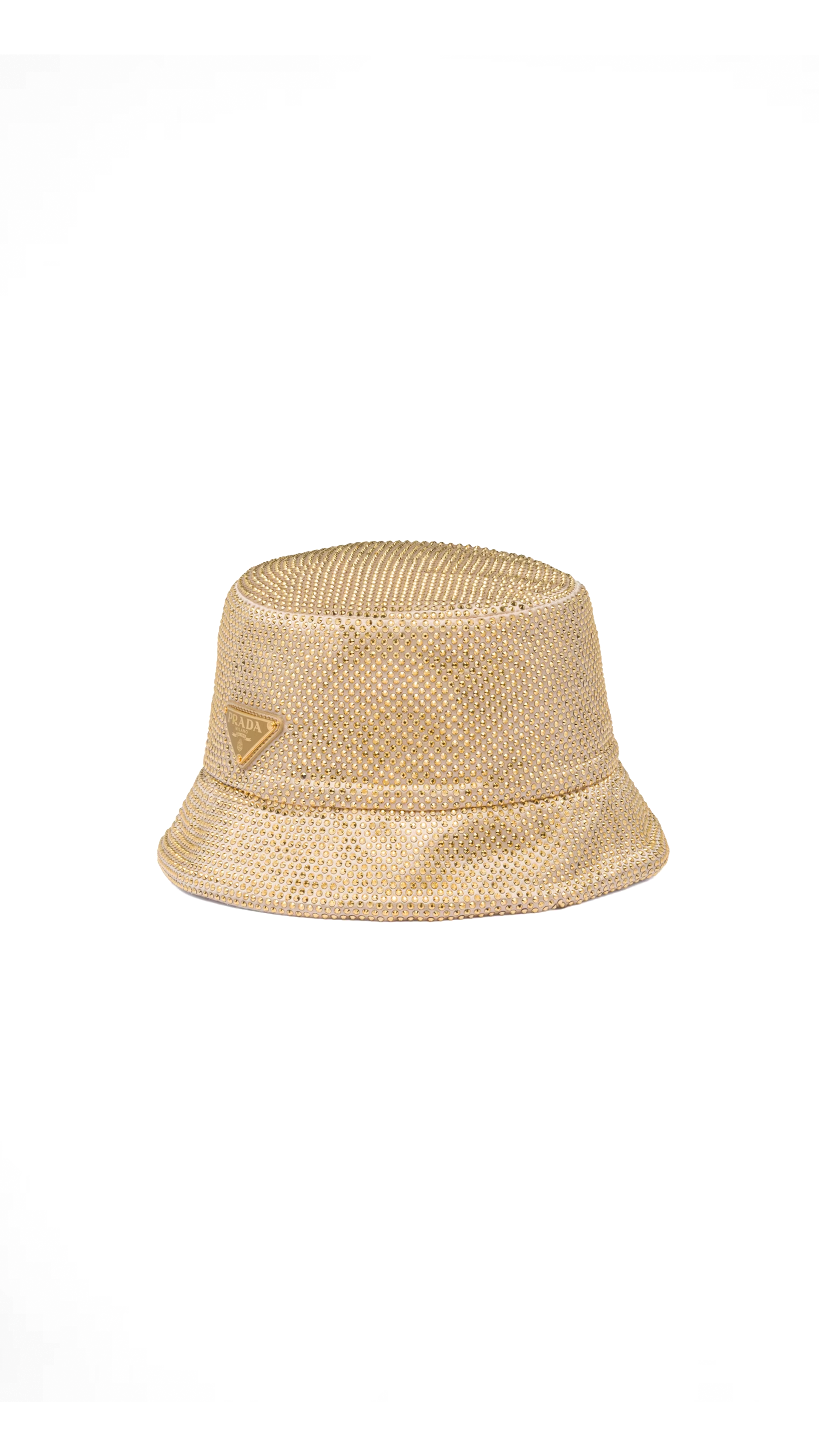 Satin Bucket Hat With Crystals - Gold