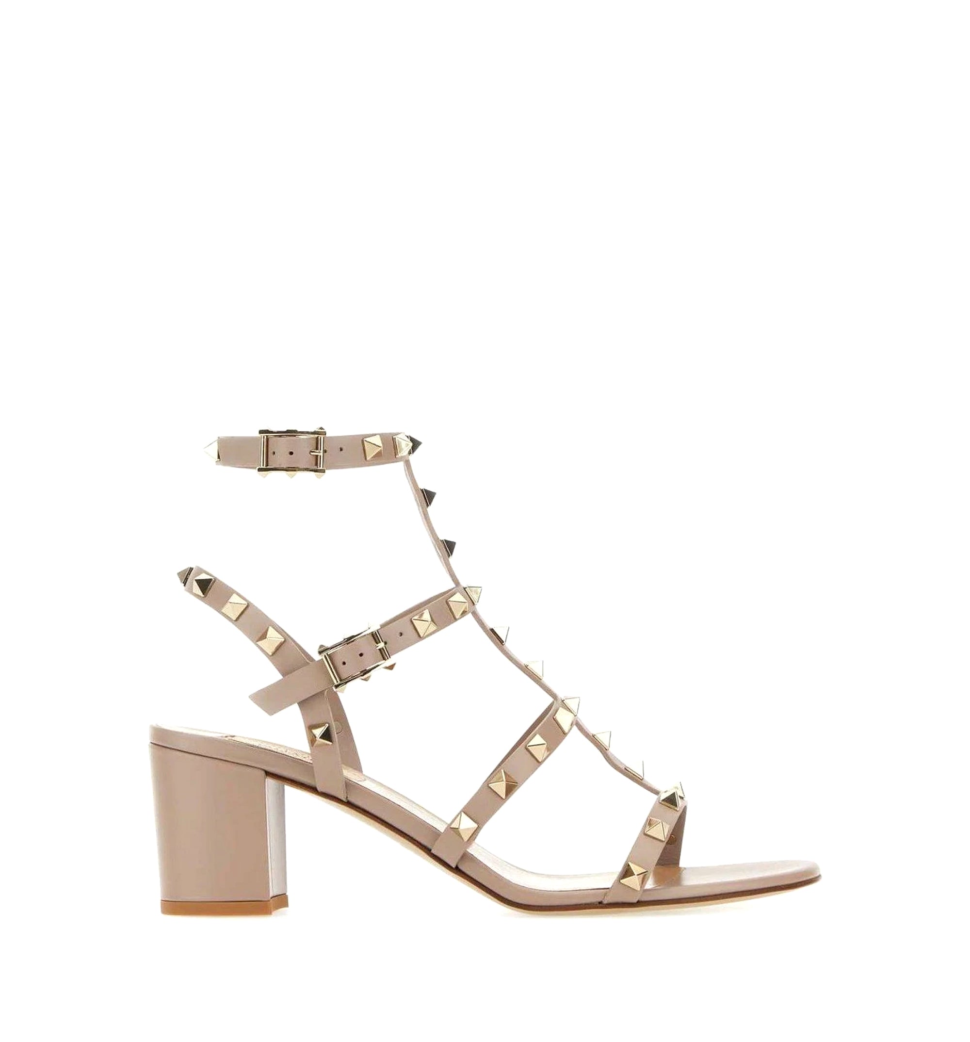 Rockstud Calfskin Ankle Strap Sandal 60 mm