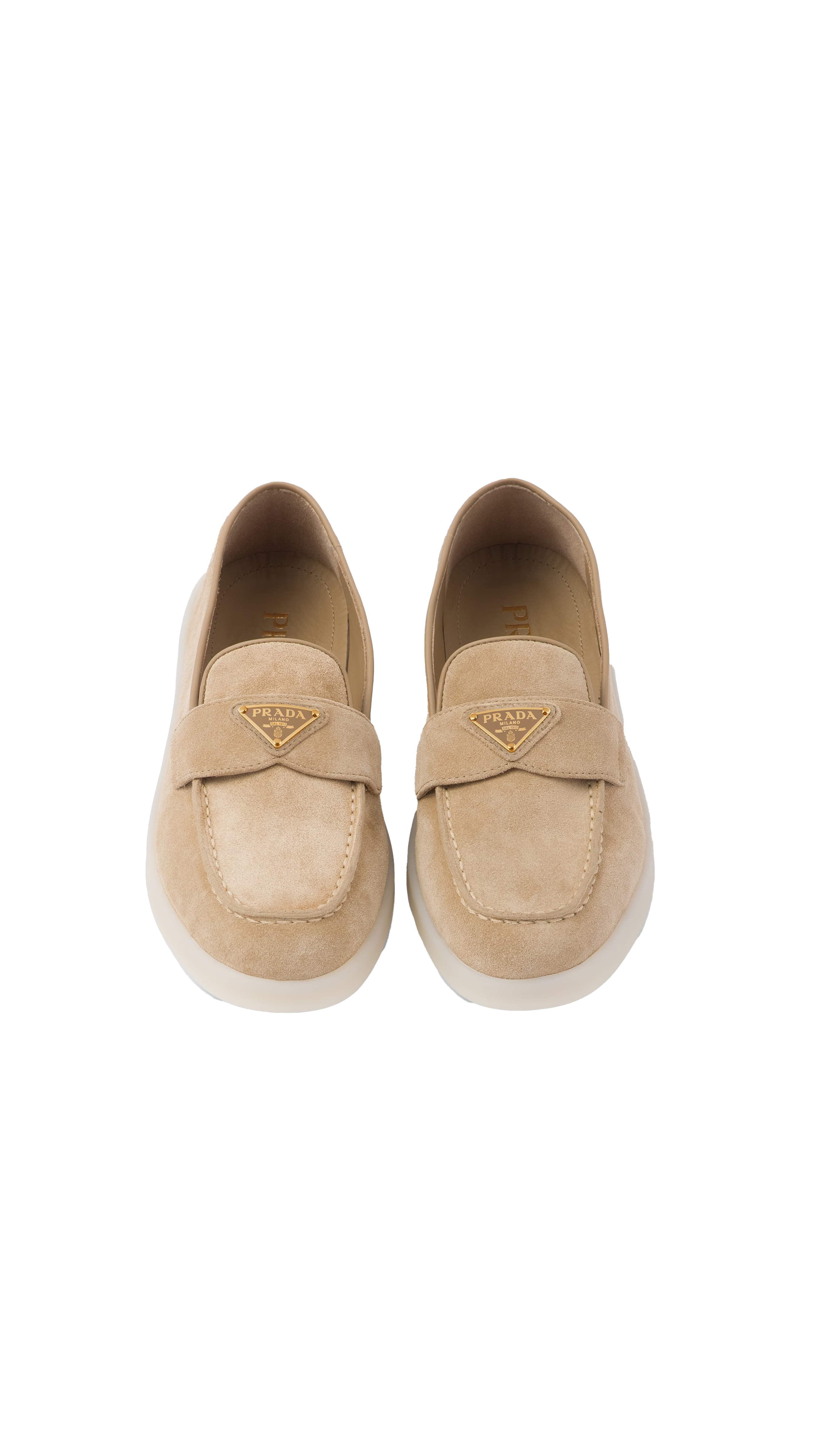 Suede Leather Loafers - Ecru